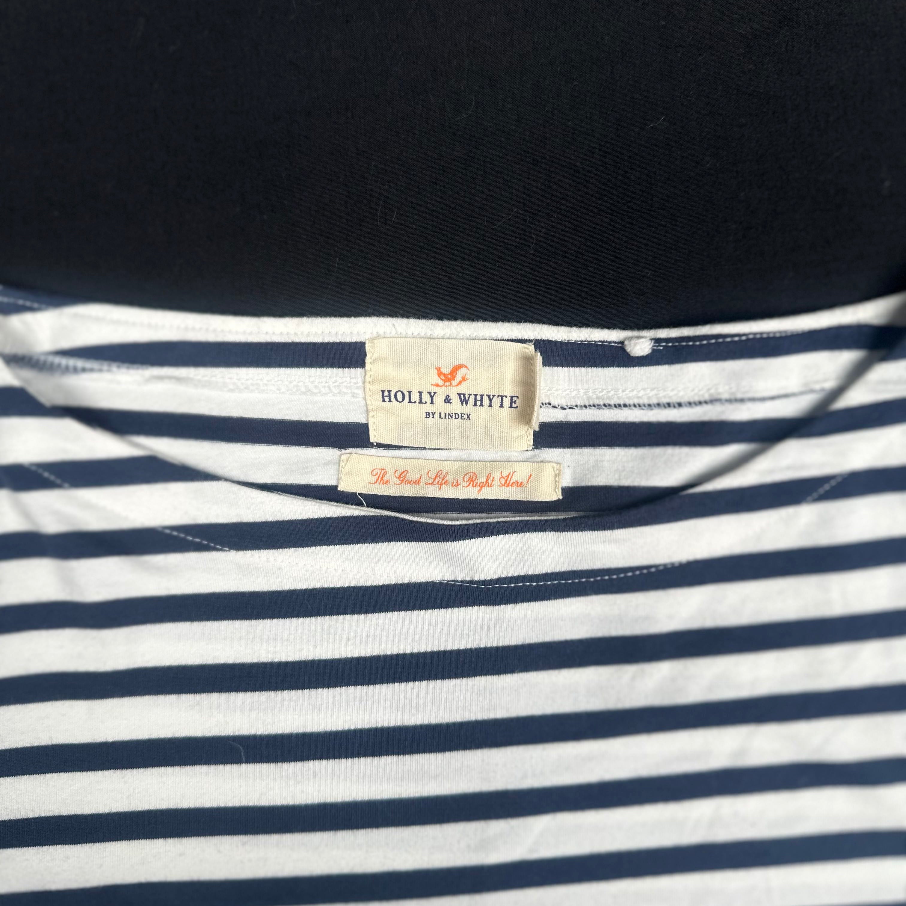 Lindex - t-shirt - White, Navy - (Storlek: M)