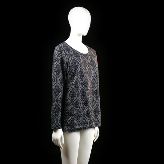 Isolde - blouse - Gray, Black - (Storlek: M)