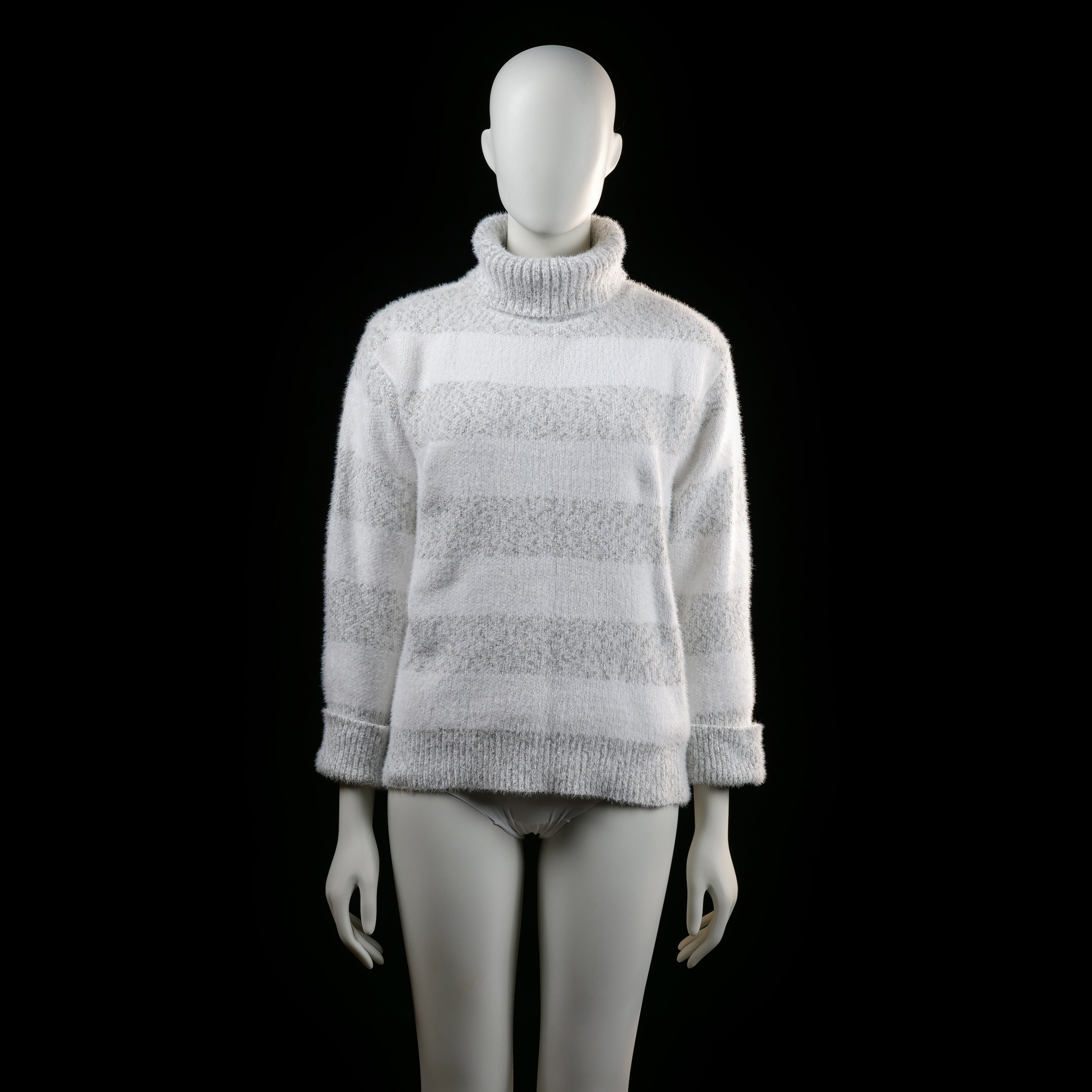 turtleneck - White, Light Gray - (Storlek: M)
