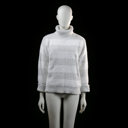 turtleneck - White, Light Gray - (Storlek: M)
