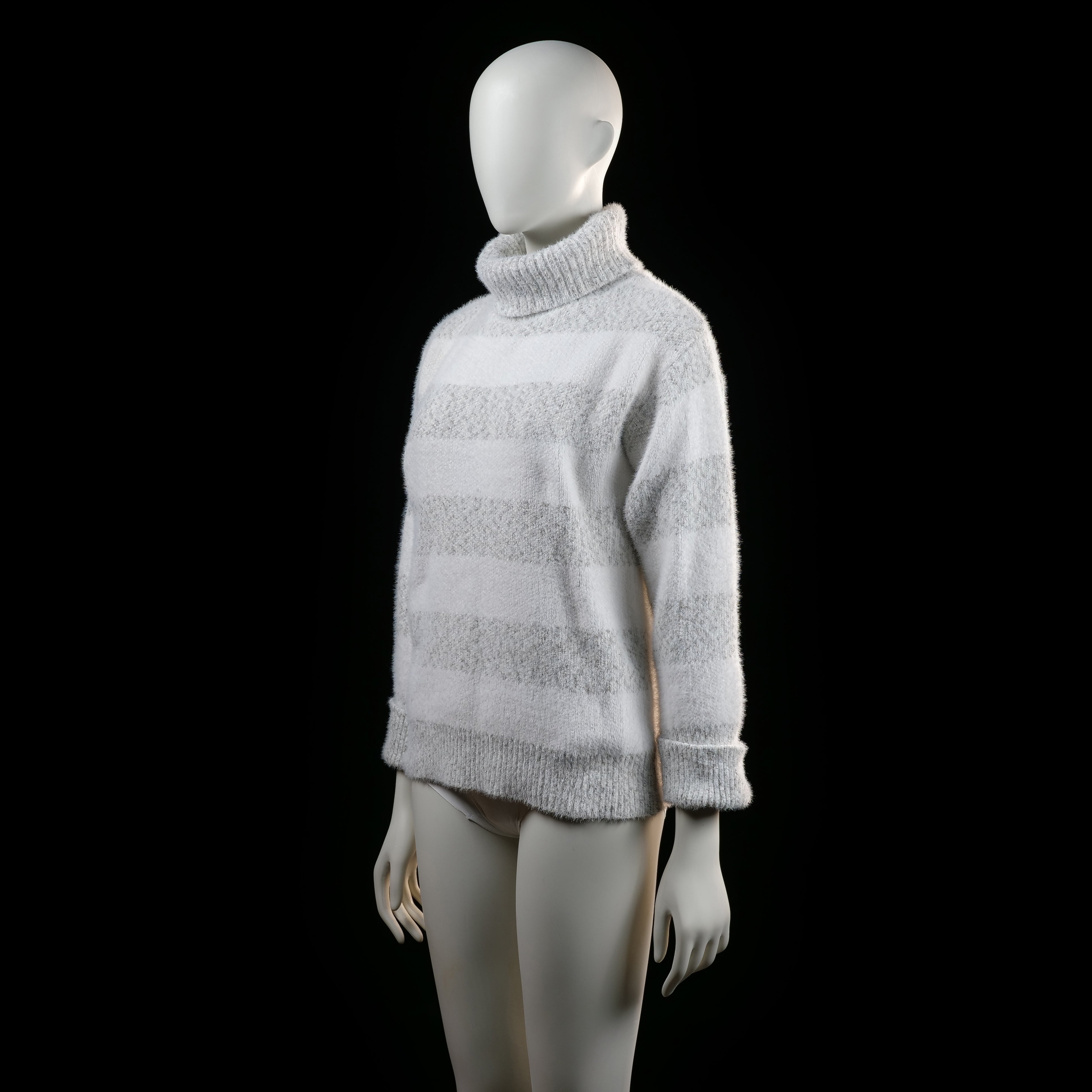 turtleneck - White, Light Gray - (Storlek: M)