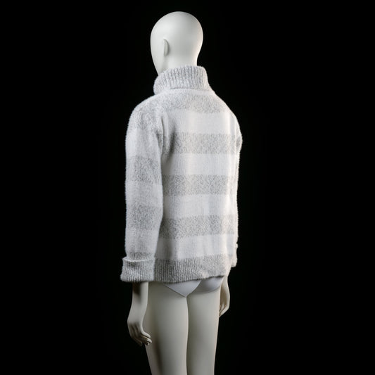 turtleneck - White, Light Gray - (Storlek: M)