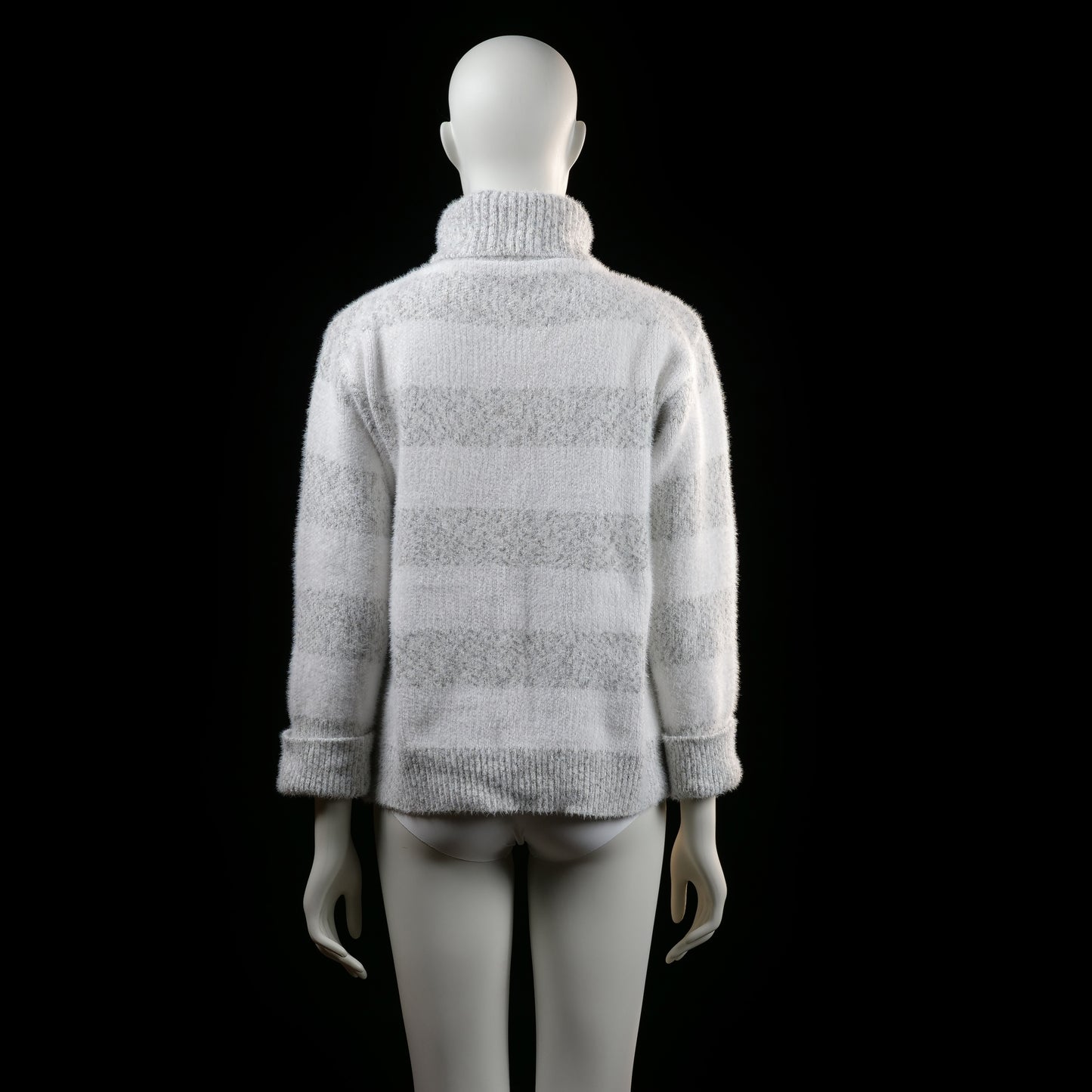 turtleneck - White, Light Gray - (Storlek: M)