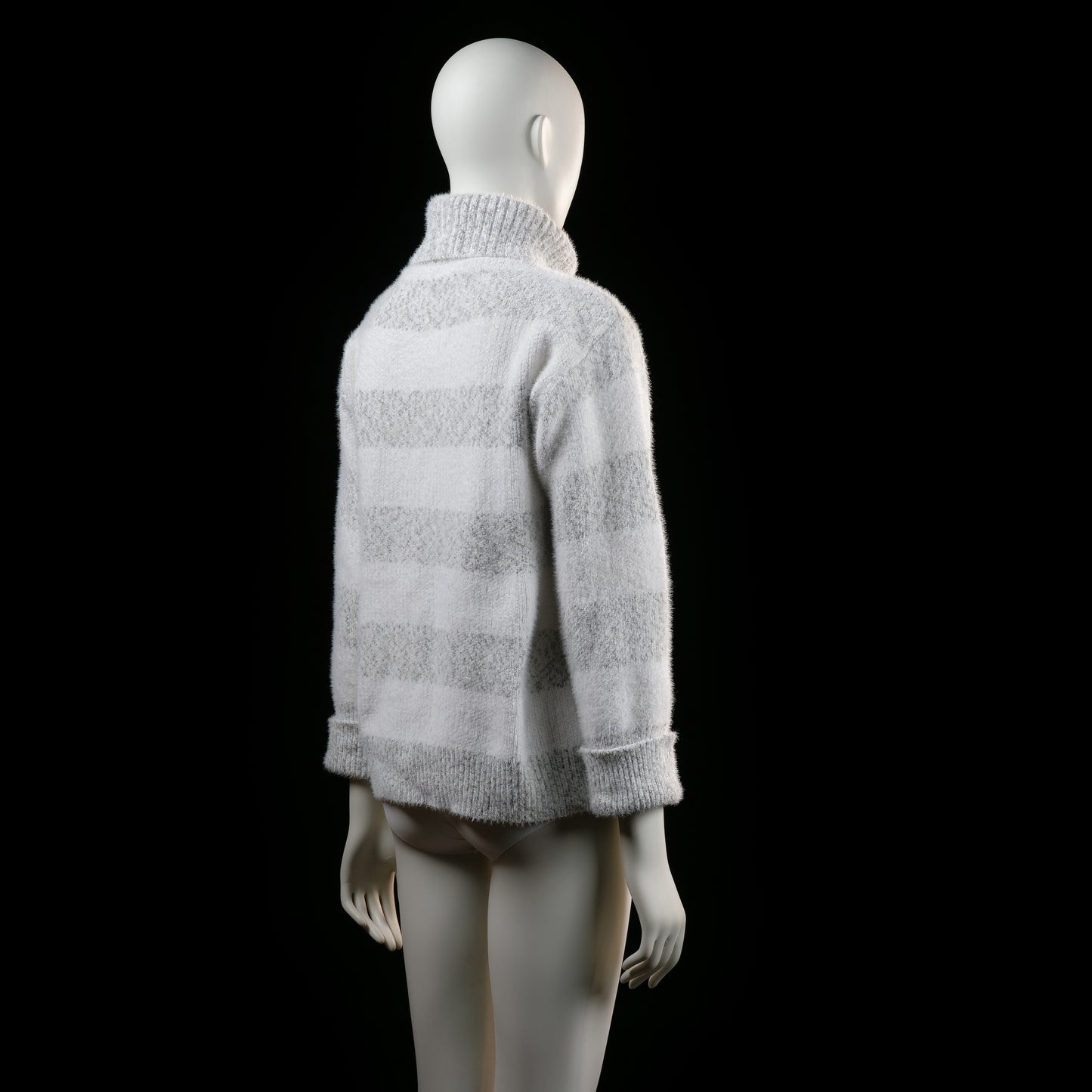 turtleneck - White, Light Gray - (Storlek: M)