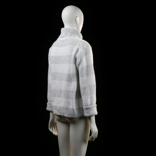turtleneck - White, Light Gray - (Storlek: M)