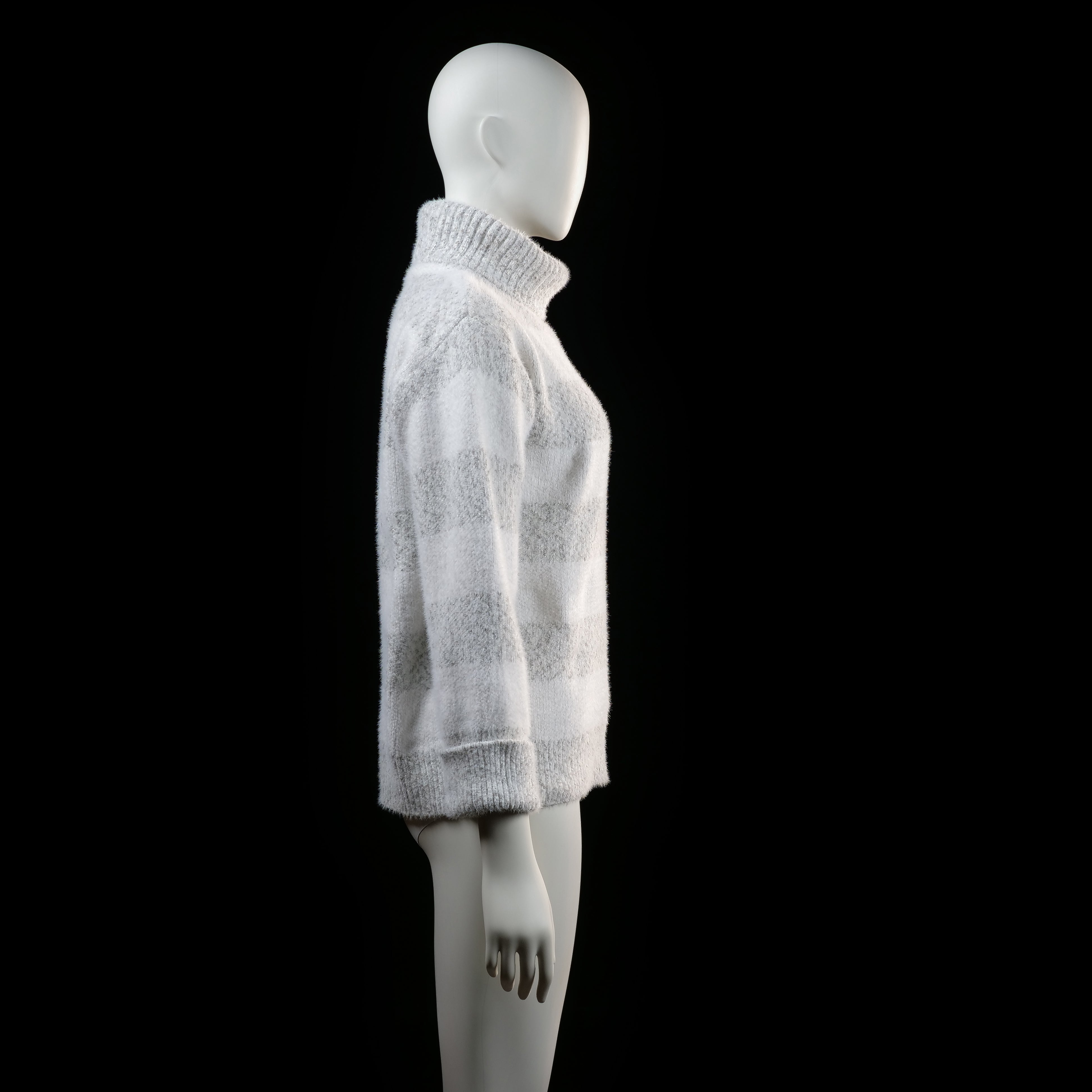 turtleneck - White, Light Gray - (Storlek: M)