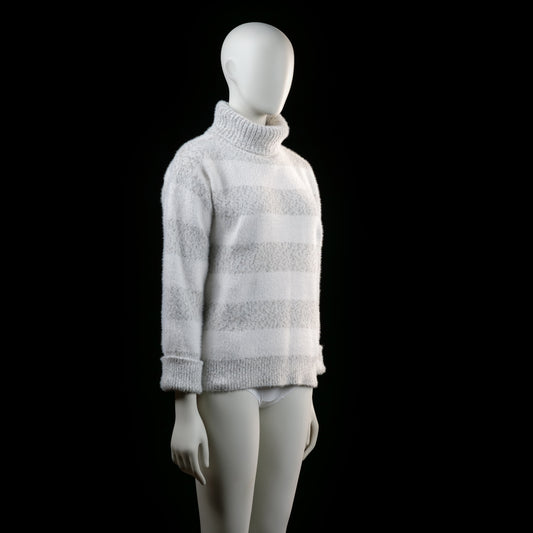 turtleneck - White, Light Gray - (Storlek: M)