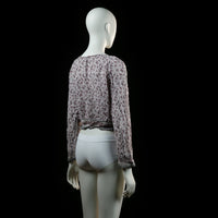 H&M - blouse - White, Burgundy - (Storlek: 34)