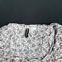 H&M - blouse - White, Burgundy - (Storlek: 34)