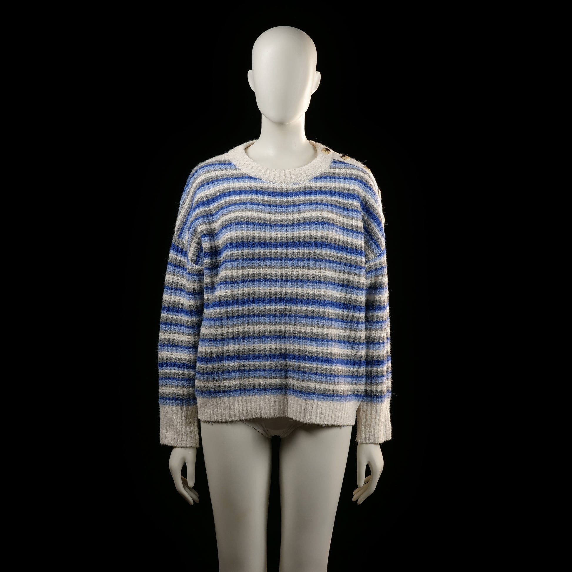 Primark - sweater - Ivory, Denim Blue, Gray - (Storlek: M)