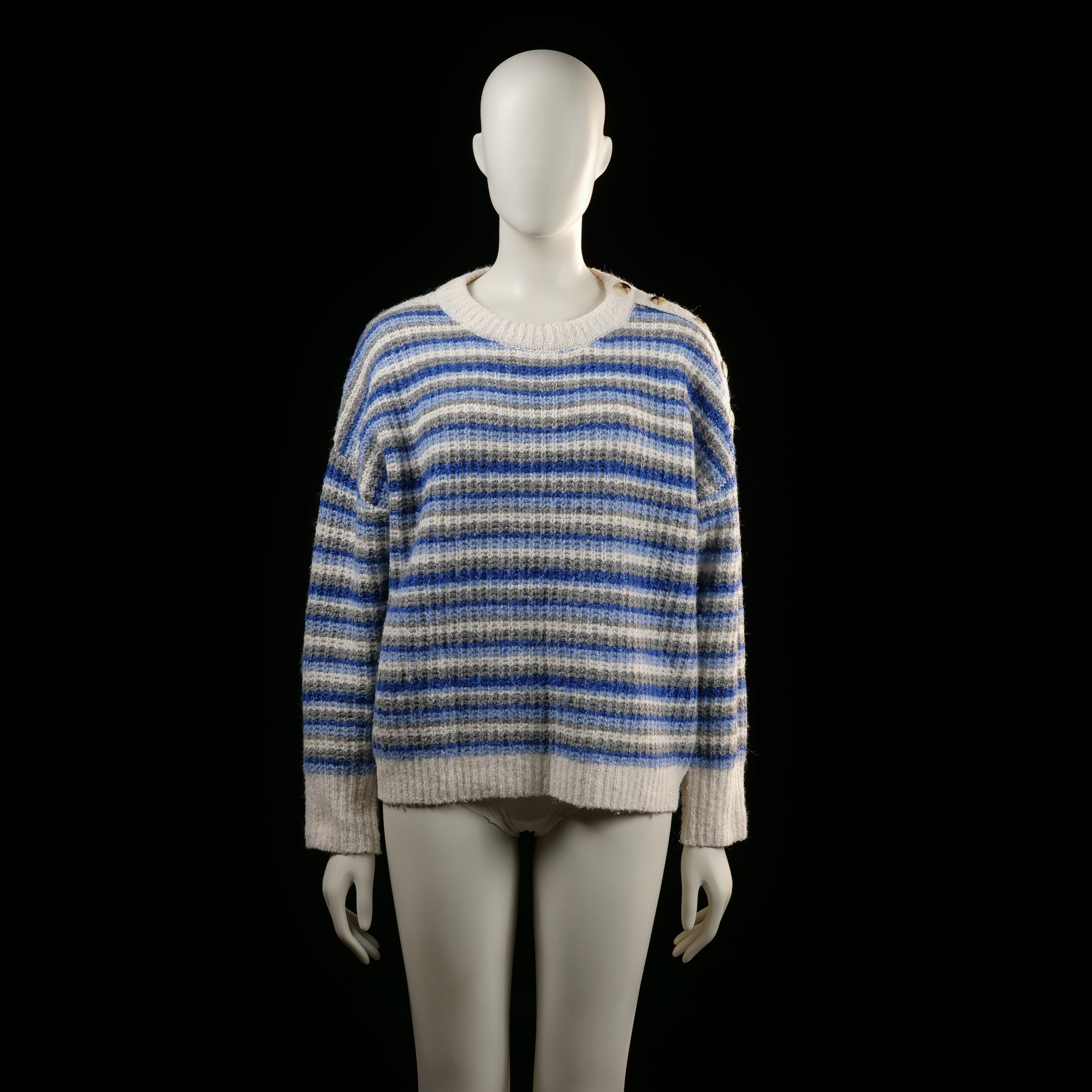 Primark - sweater - Ivory, Denim Blue, Gray - (Storlek: M)