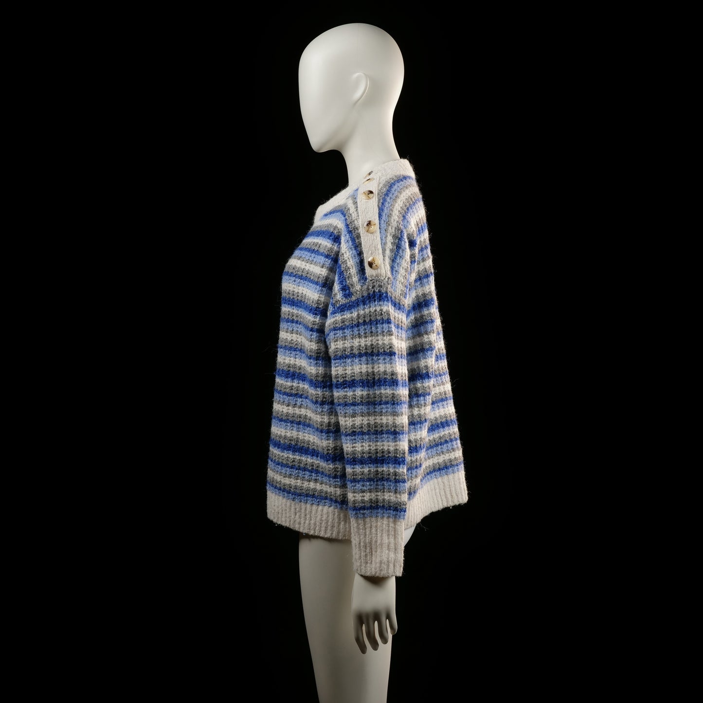 Primark - sweater - Ivory, Denim Blue, Gray - (Storlek: M)