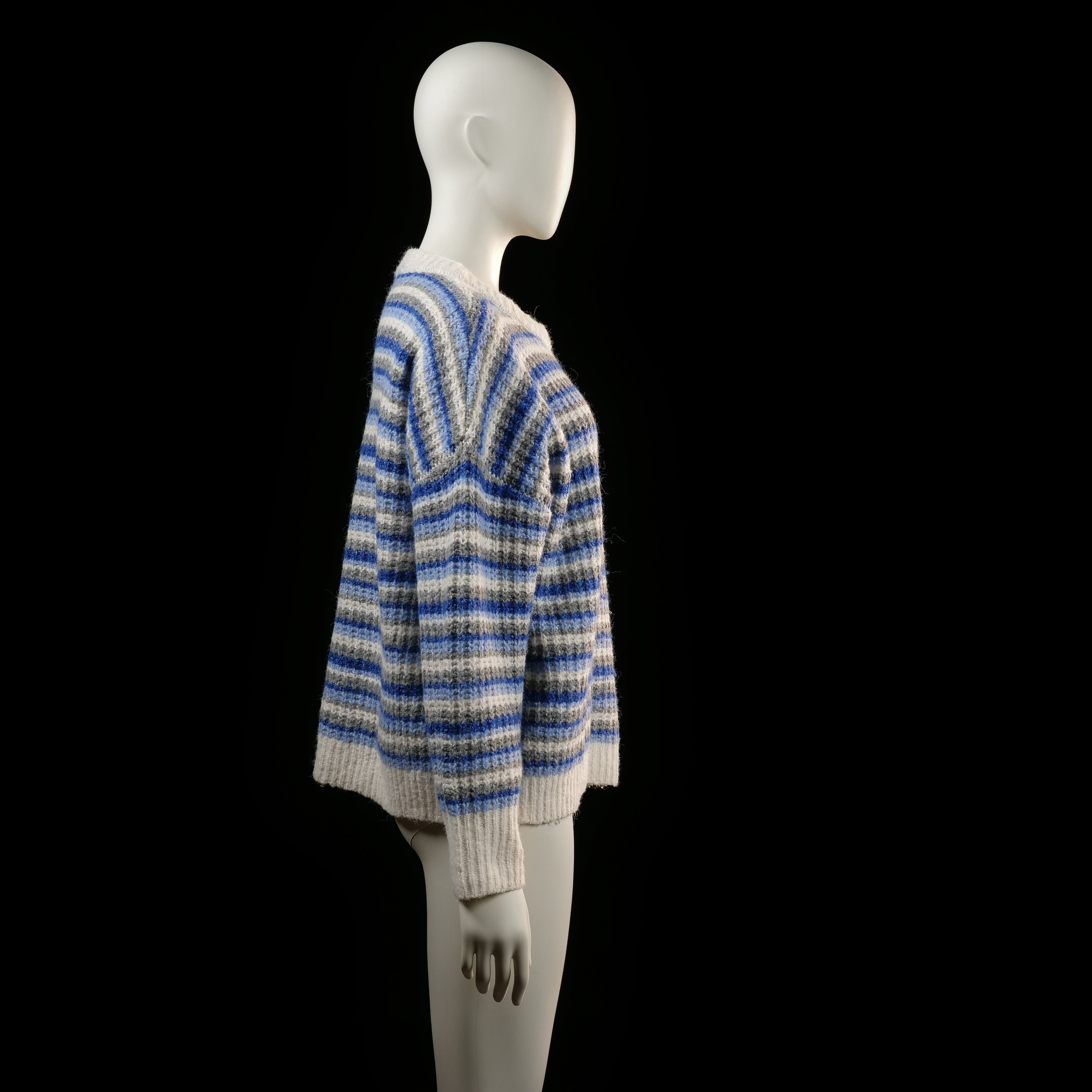 Primark - sweater - Ivory, Denim Blue, Gray - (Storlek: M)