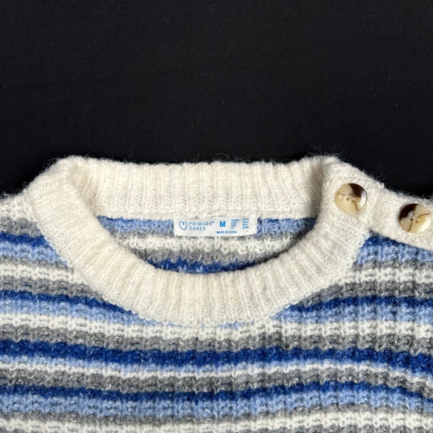 Primark - sweater - Ivory, Denim Blue, Gray - (Storlek: M)