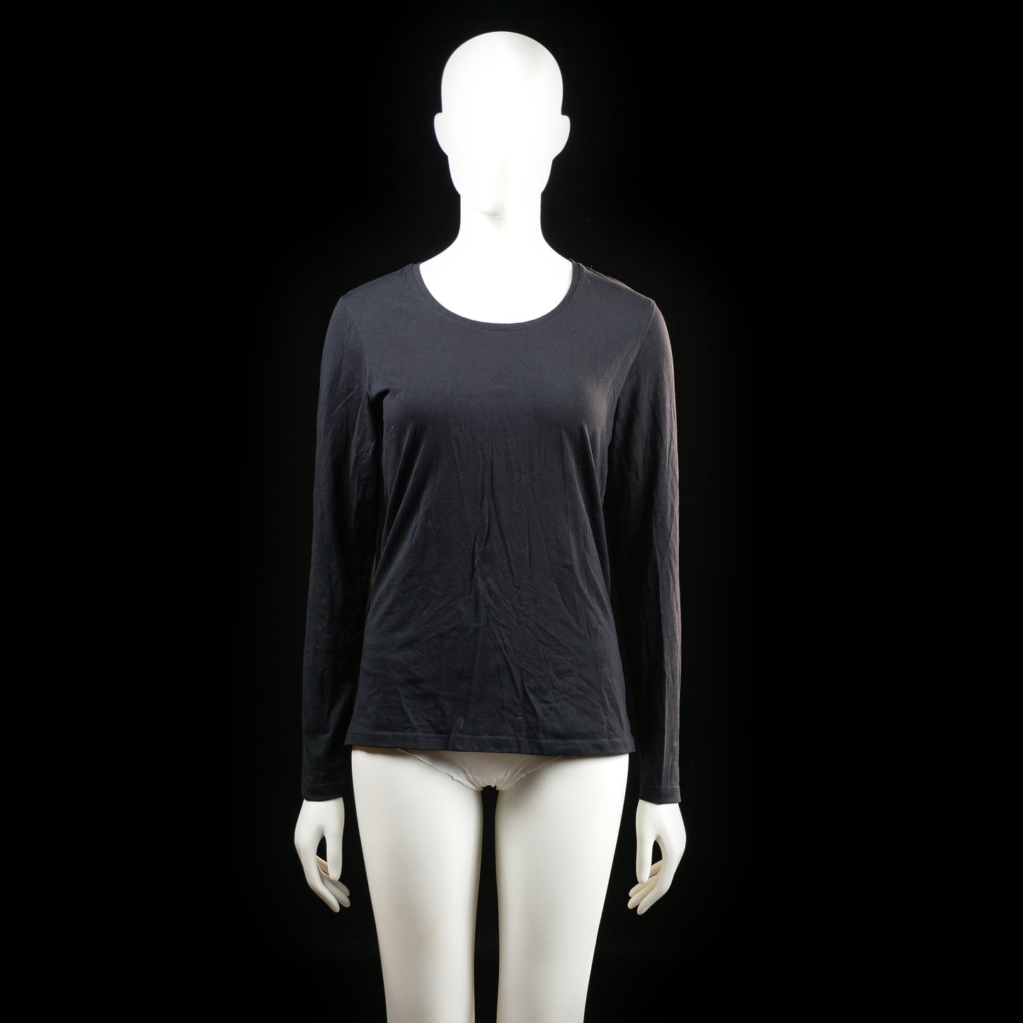 Basic U - long-sleeve top - Black - (Storlek: M)