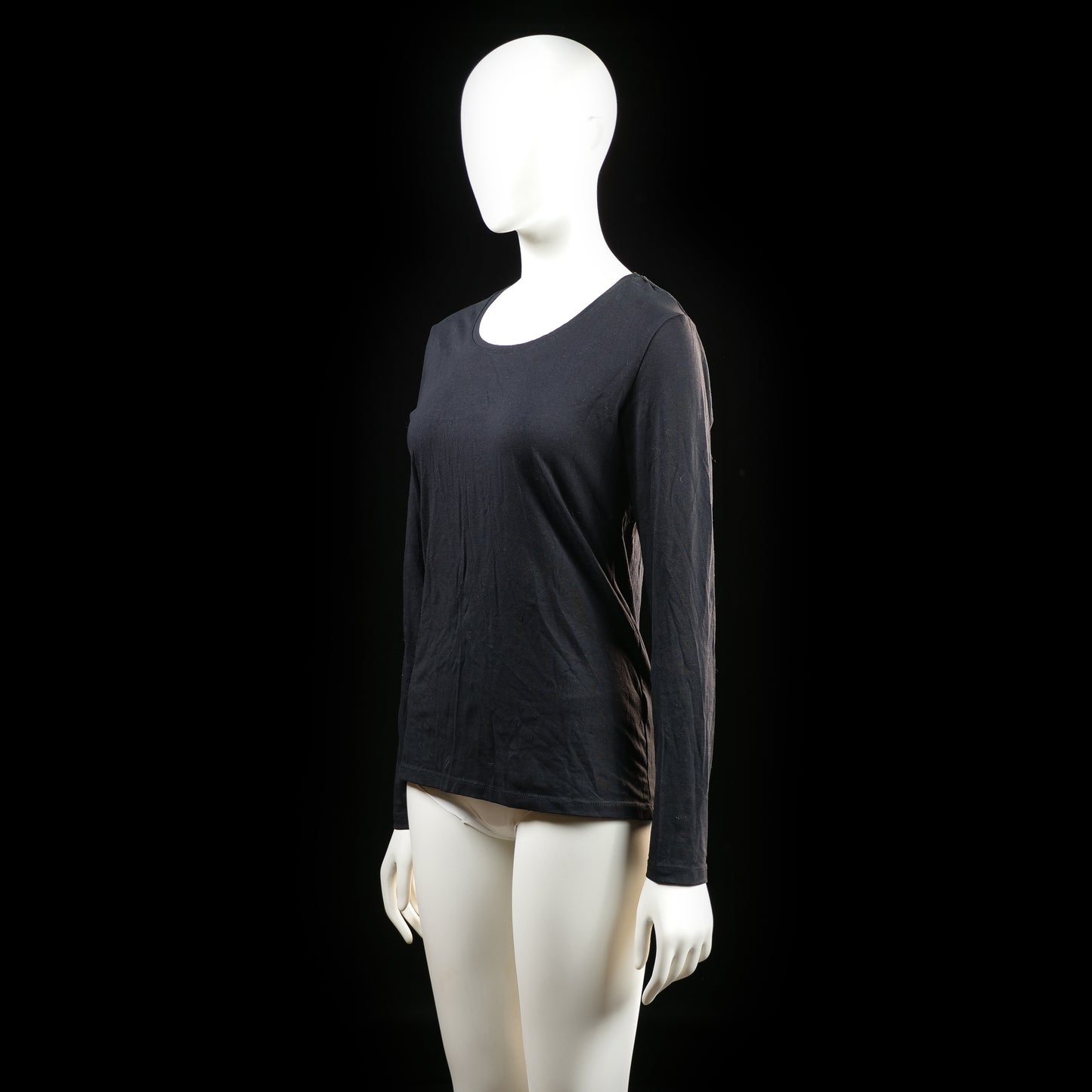 Basic U - long-sleeve top - Black - (Storlek: M)