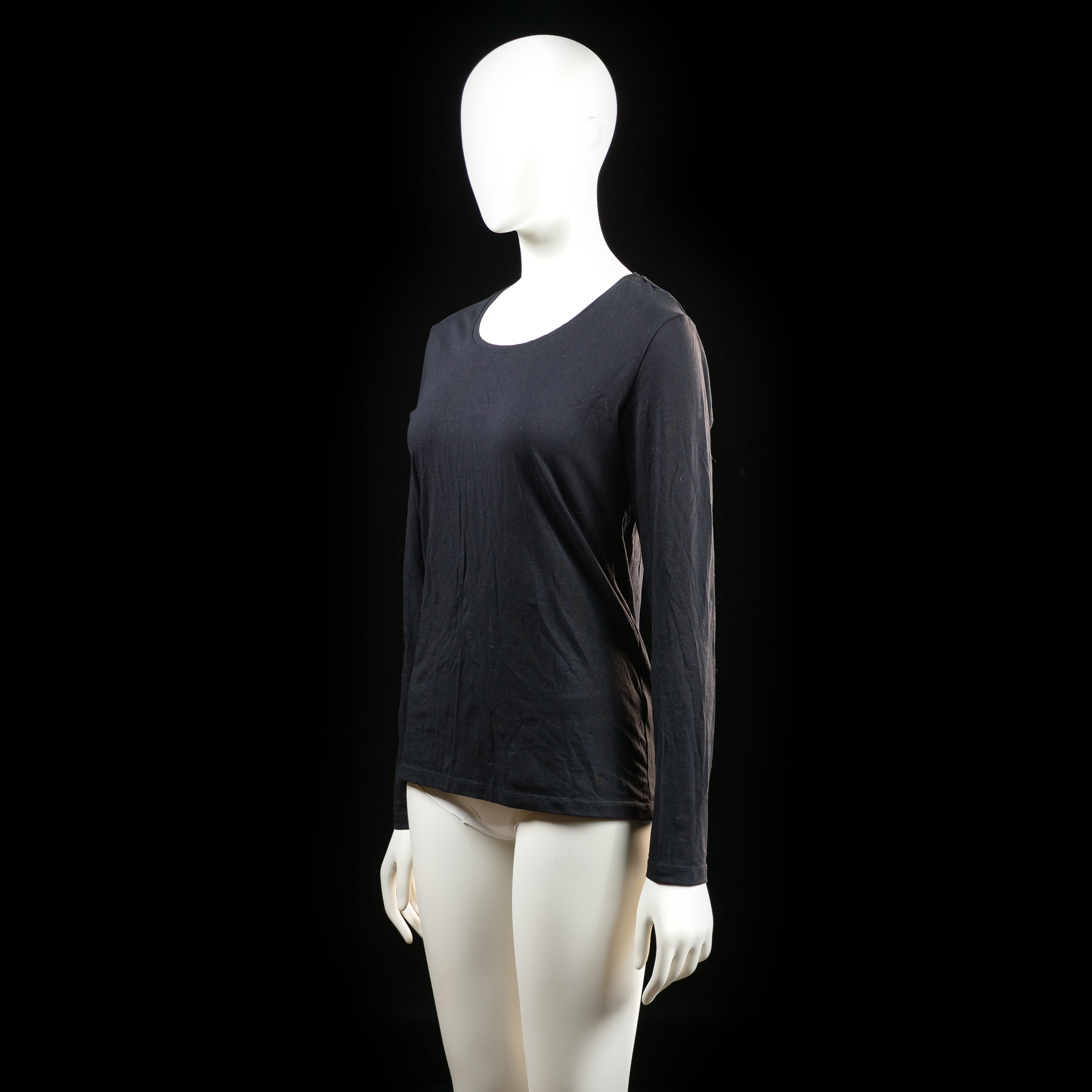 Basic U - long-sleeve top - Black - (Storlek: M)
