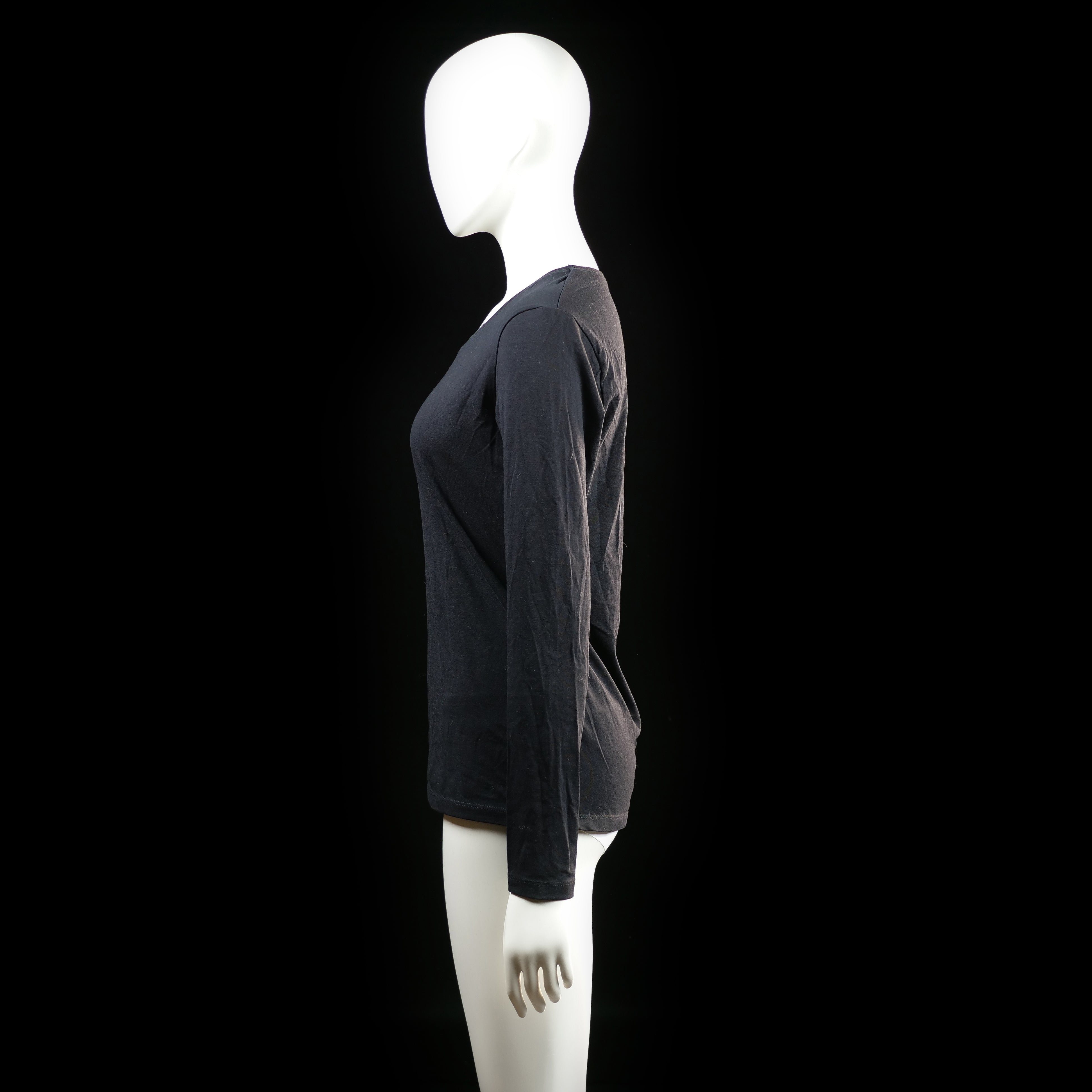 Basic U - long-sleeve top - Black - (Storlek: M)