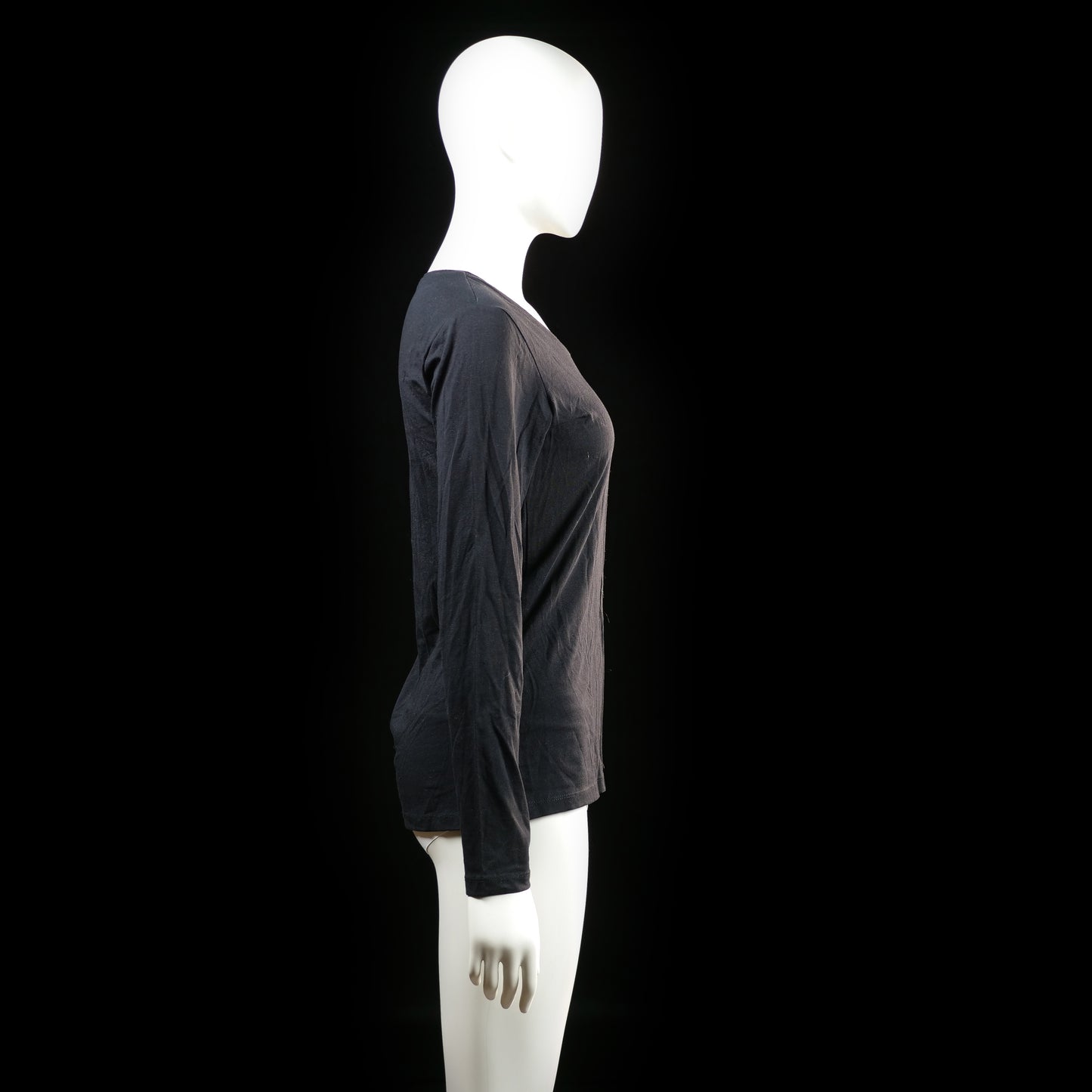 Basic U - long-sleeve top - Black - (Storlek: M)
