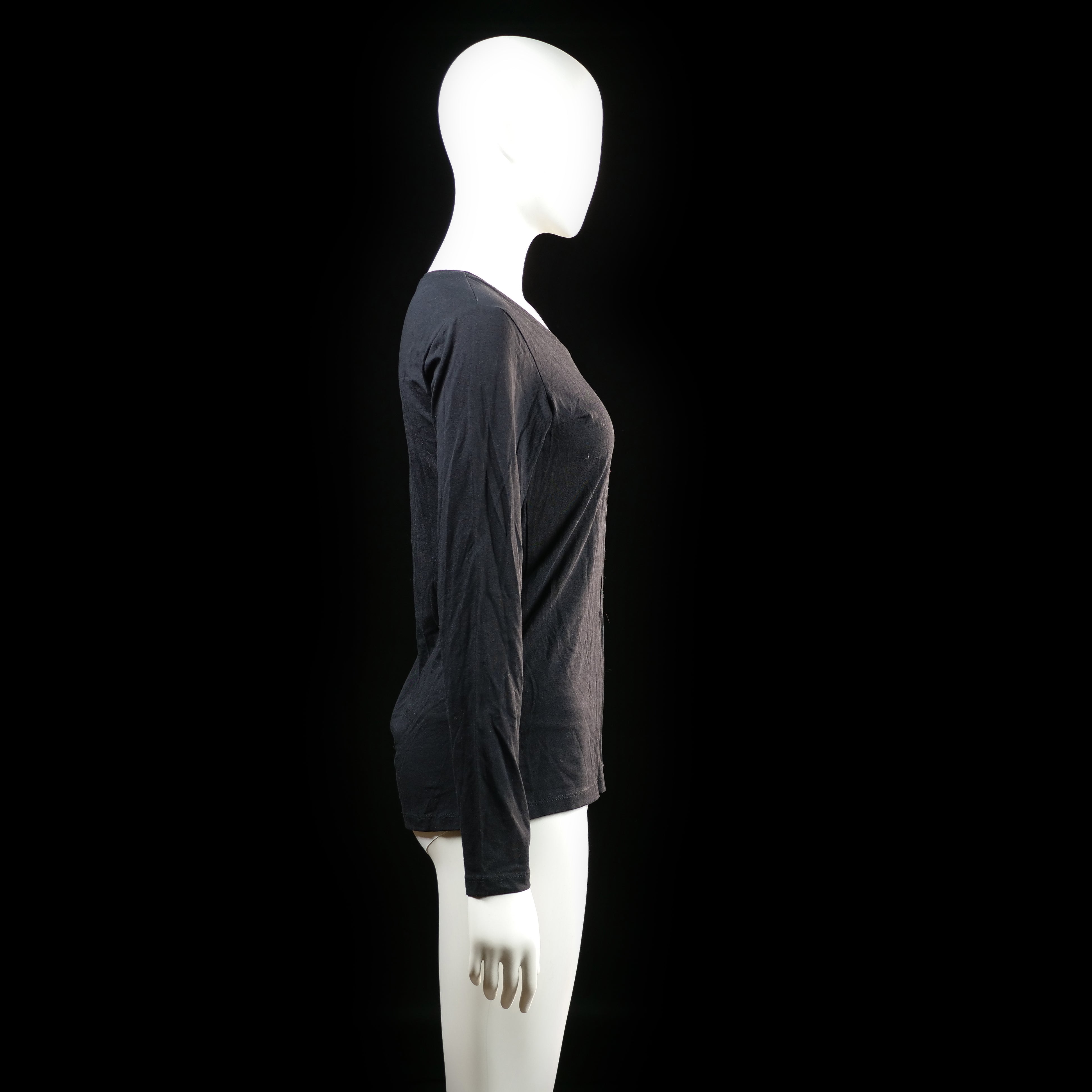 Basic U - long-sleeve top - Black - (Storlek: M)