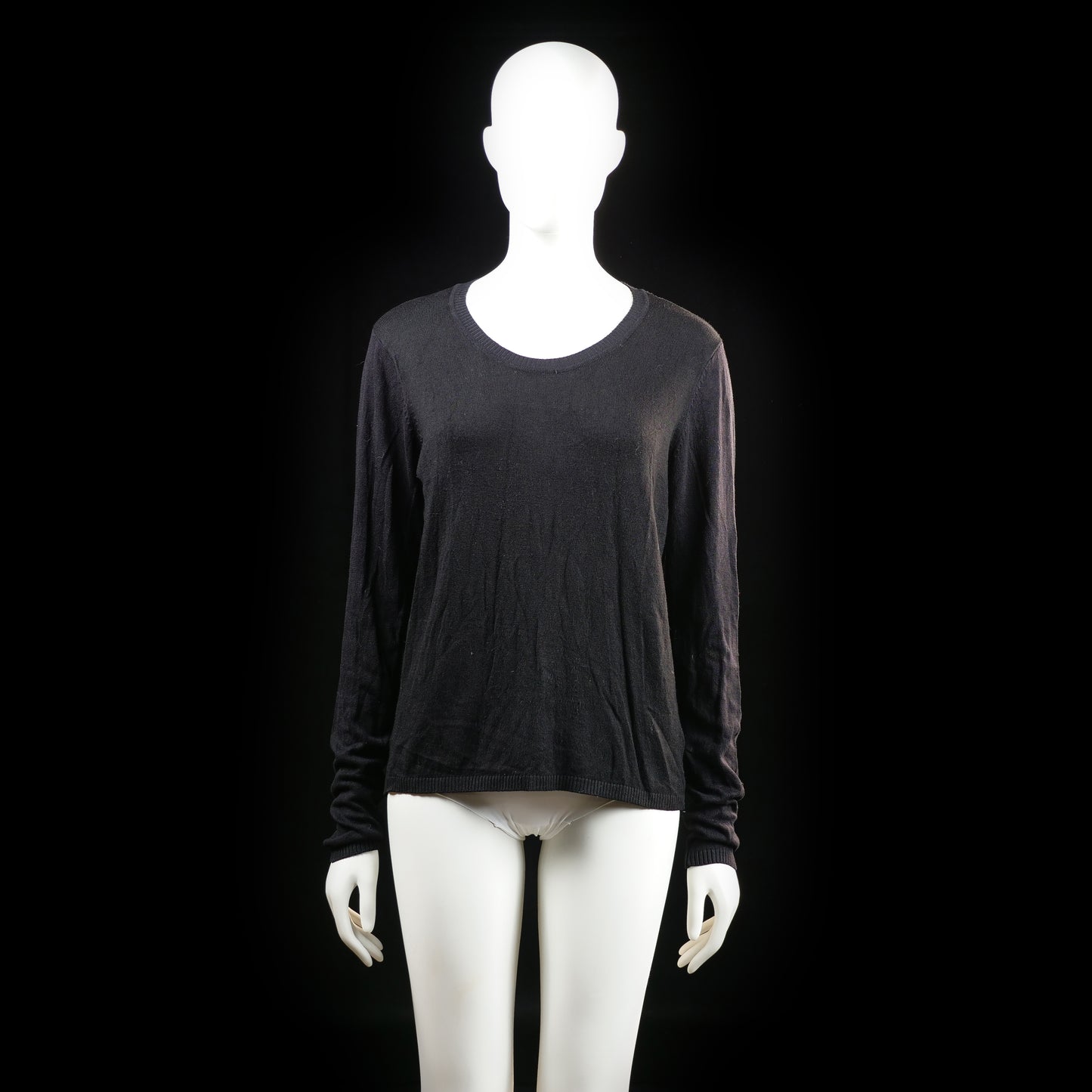 Basic U - long-sleeve top - Black - (Storlek: S)