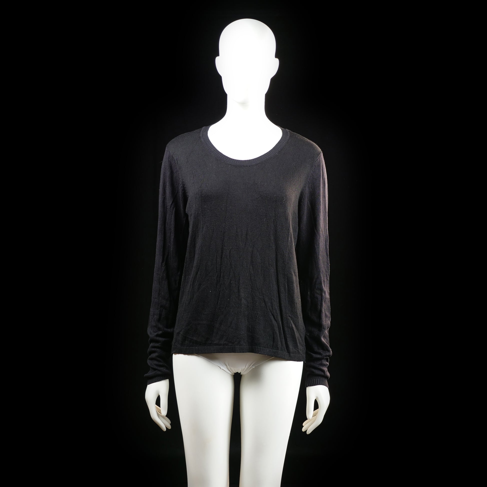 Basic U - long-sleeve top - Black - (Storlek: S)