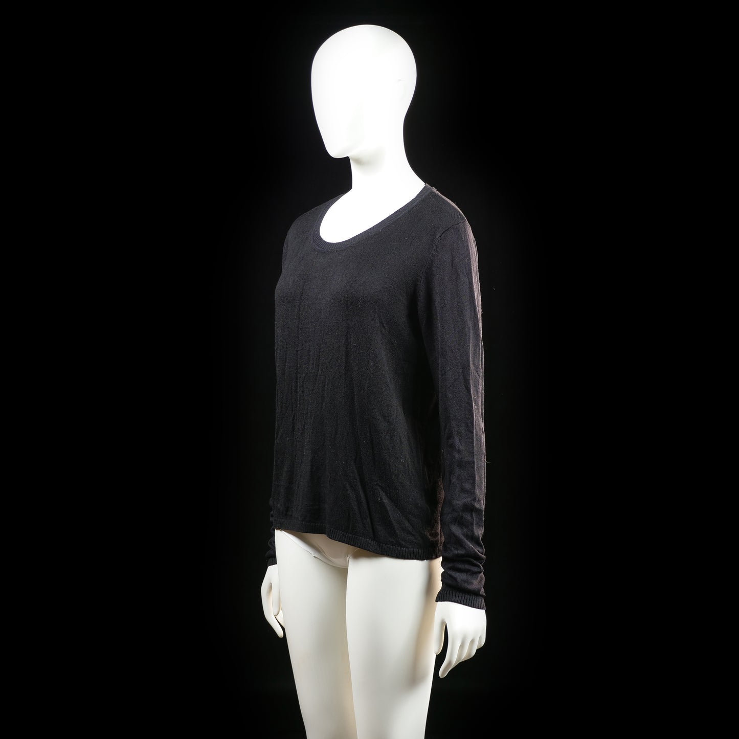Basic U - long-sleeve top - Black - (Storlek: S)