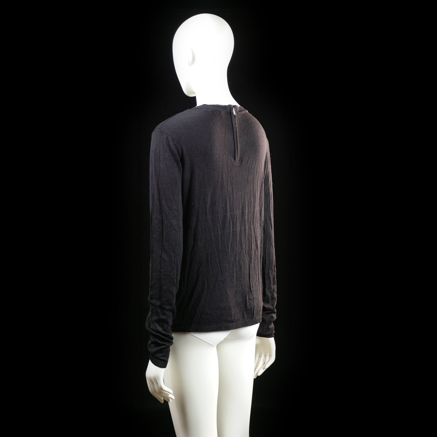Basic U - long-sleeve top - Black - (Storlek: S)