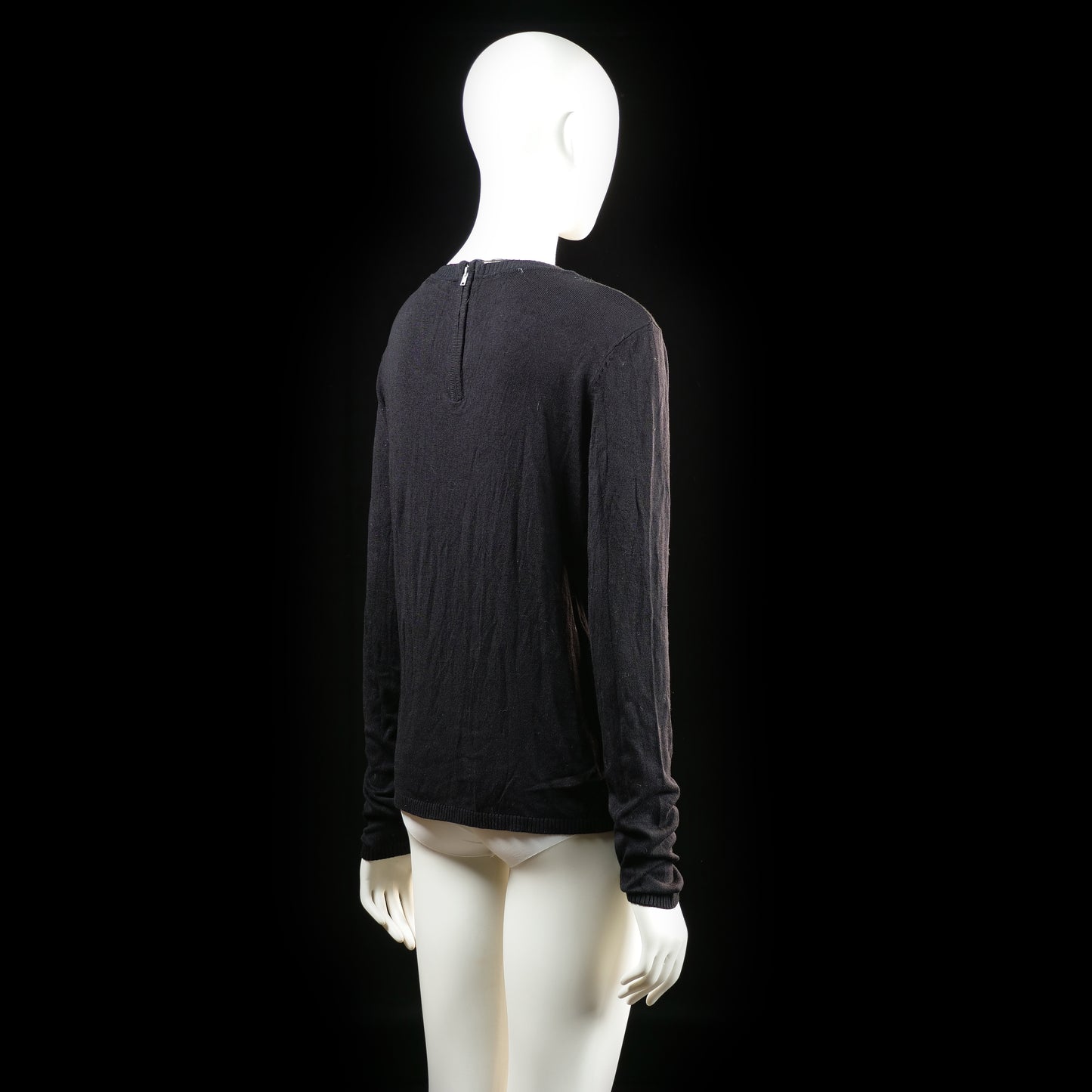 Basic U - long-sleeve top - Black - (Storlek: S)