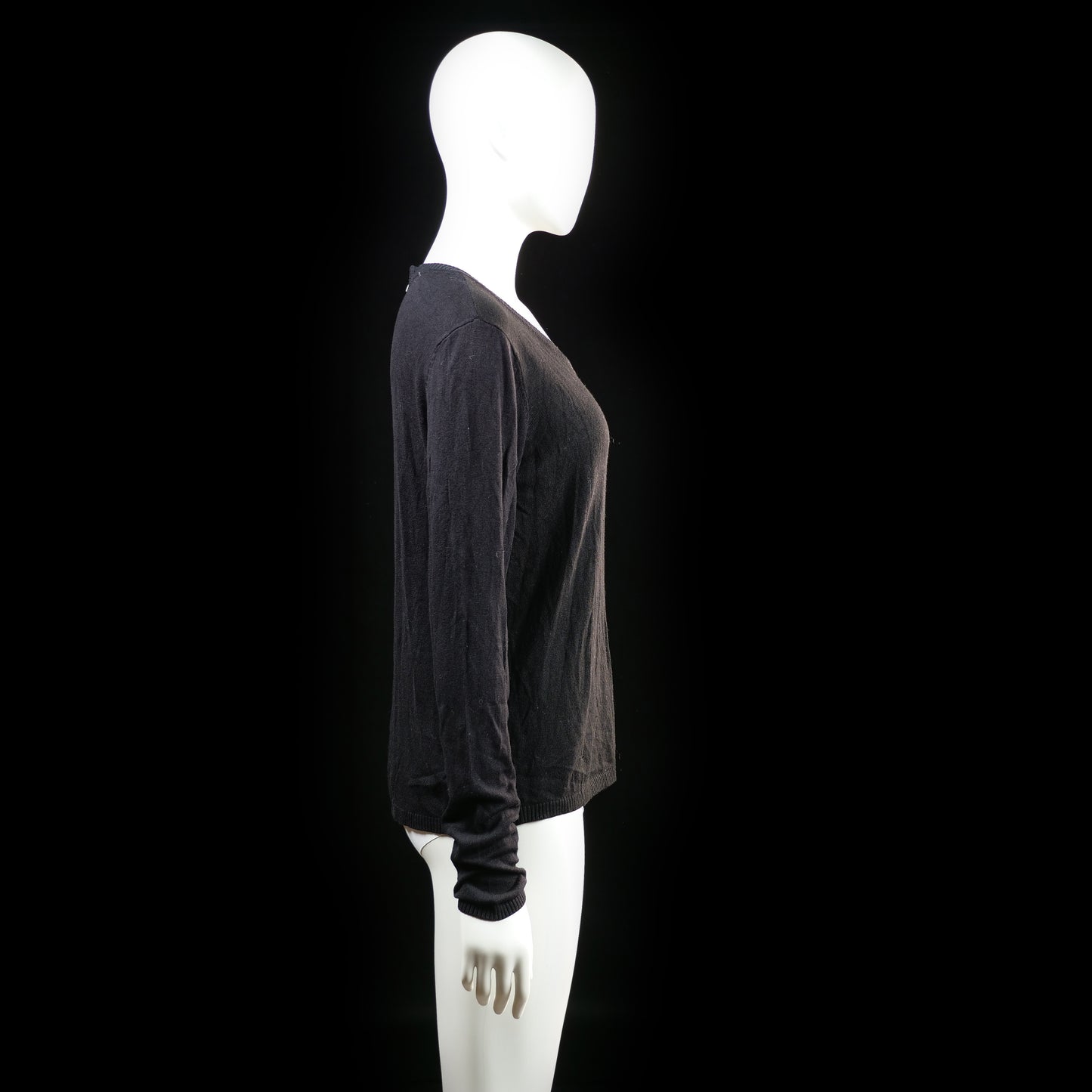 Basic U - long-sleeve top - Black - (Storlek: S)