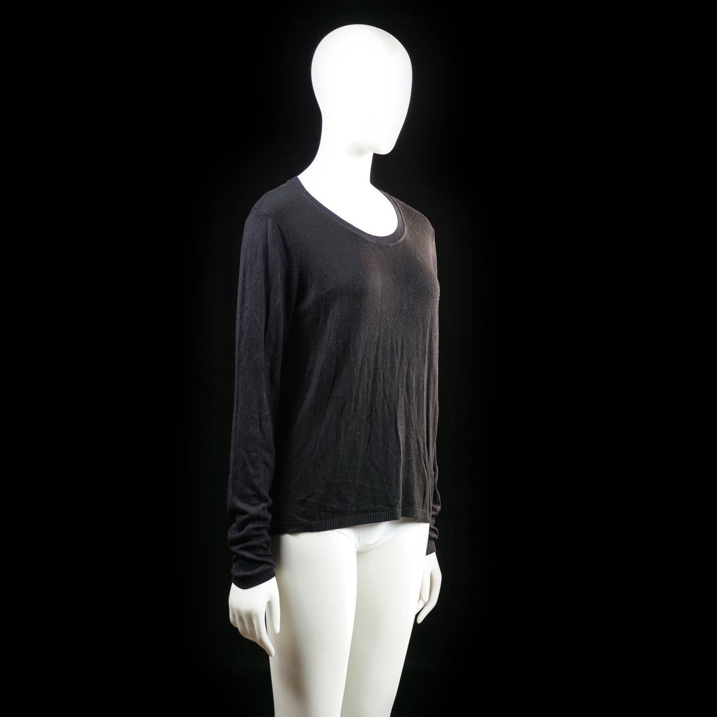 Basic U - long-sleeve top - Black - (Storlek: S)