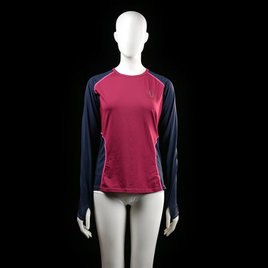 4U Sport - long-sleeve top - Burgundy, Navy - (Storlek: S)
