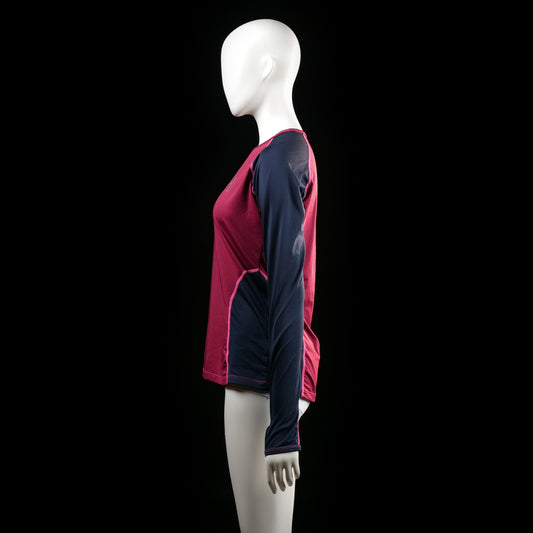 4U Sport - long-sleeve top - Burgundy, Navy - (Storlek: S)