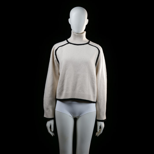 H&M - turtleneck - Ivory, Black - (Storlek: S)