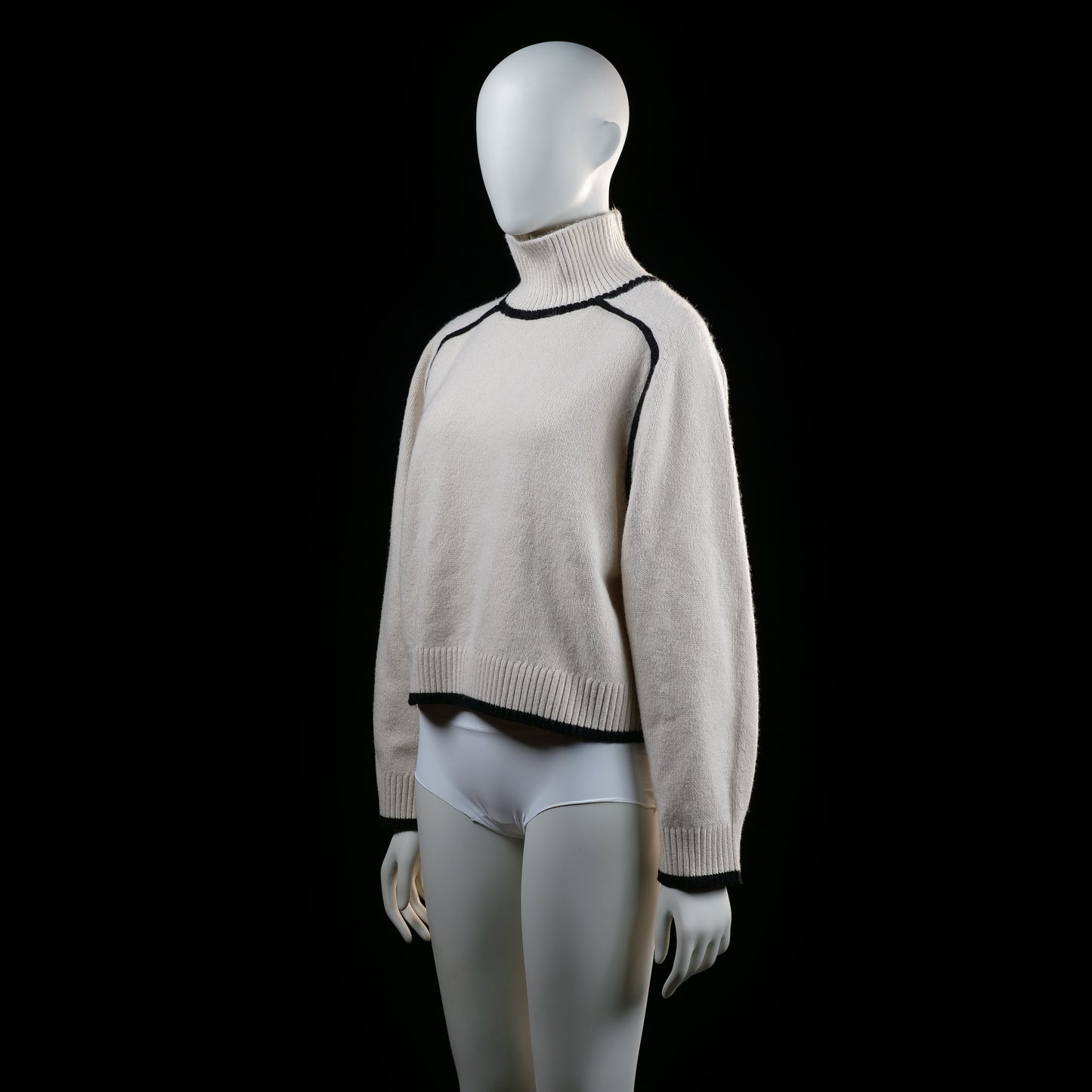 H&M - turtleneck - Ivory, Black - (Storlek: S)