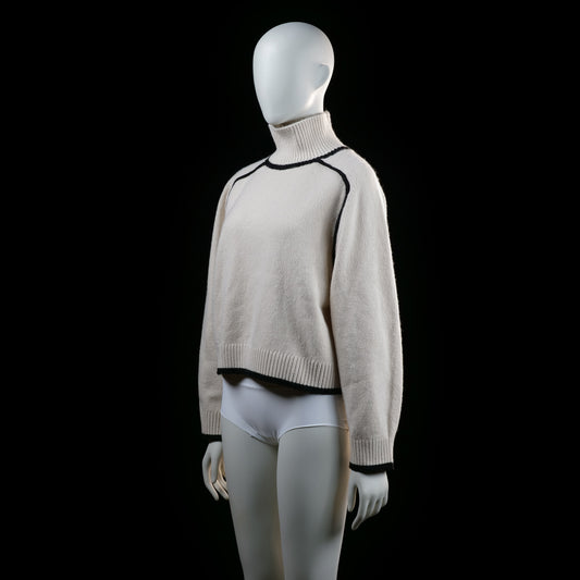 H&M - turtleneck - Ivory, Black - (Storlek: S)