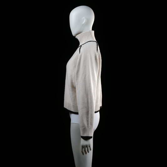 H&M - turtleneck - Ivory, Black - (Storlek: S)