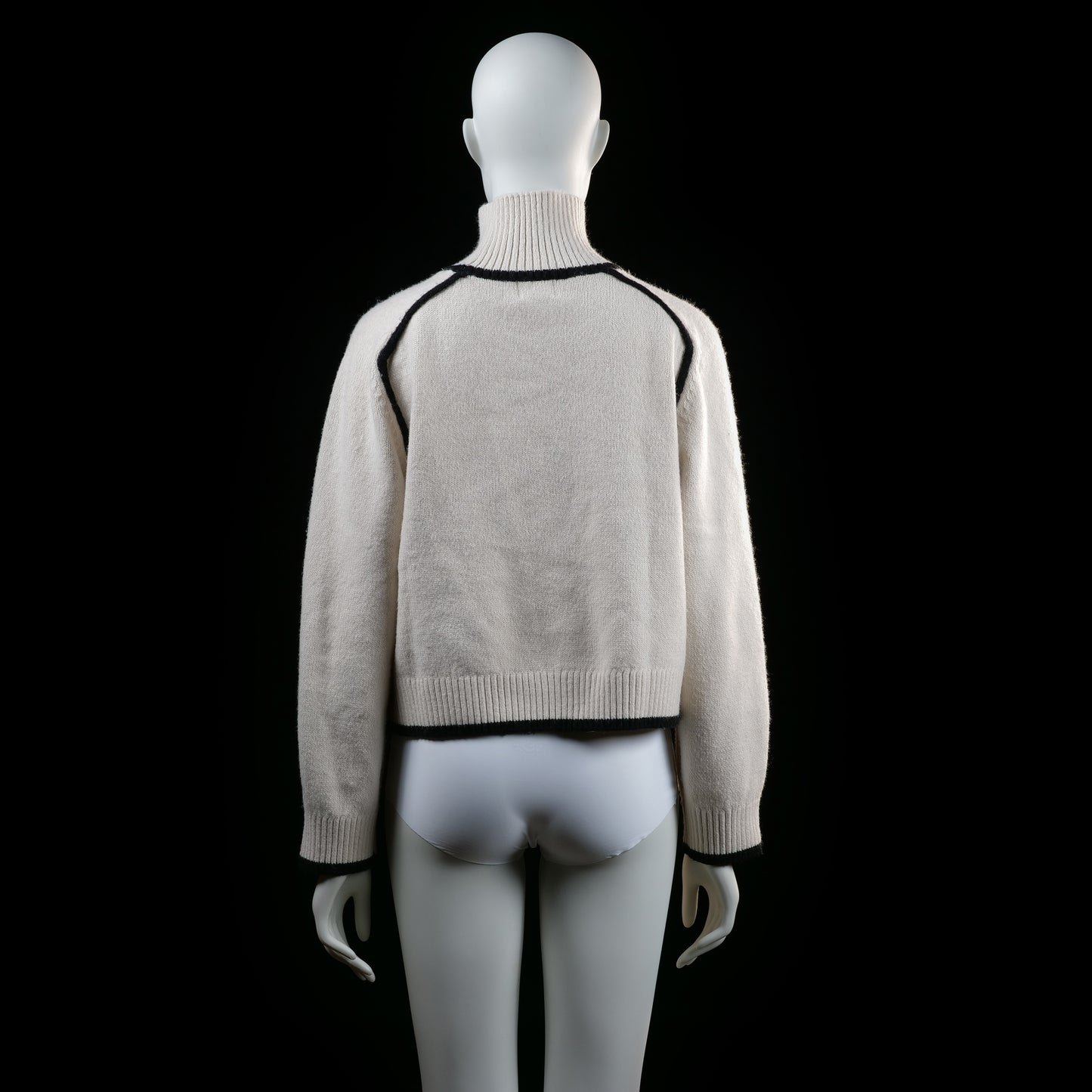 H&M - turtleneck - Ivory, Black - (Storlek: S)