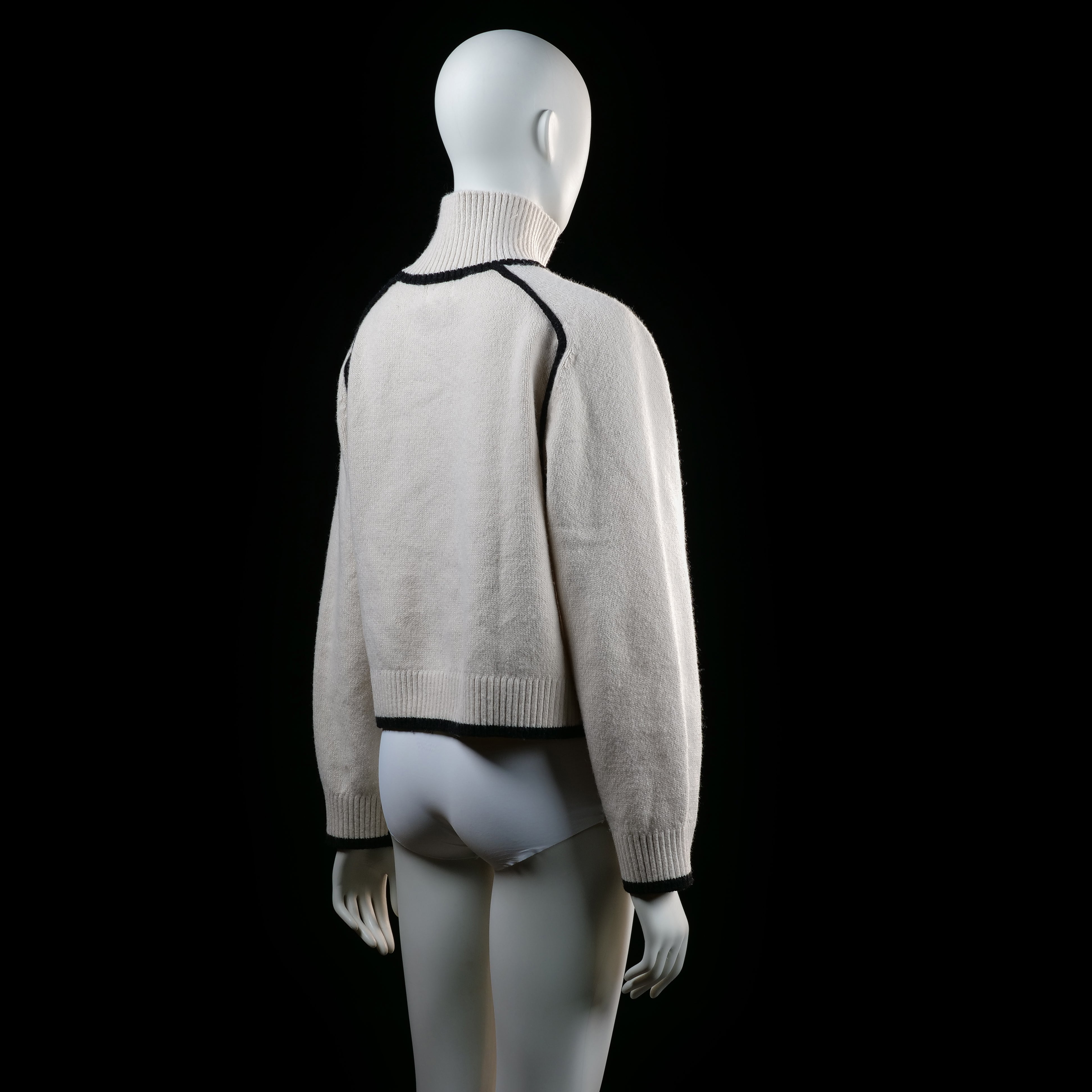 H&M - turtleneck - Ivory, Black - (Storlek: S)