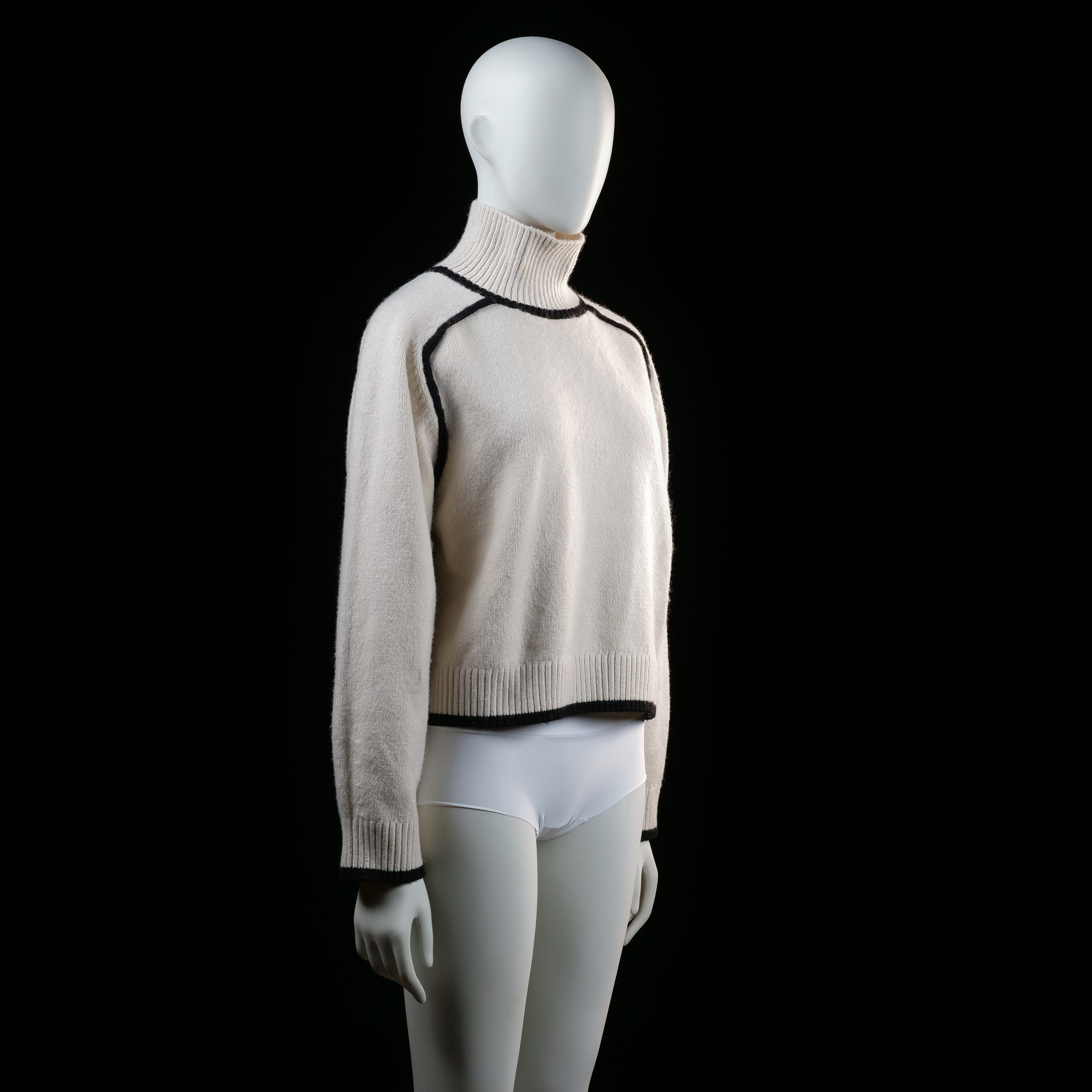 H&M - turtleneck - Ivory, Black - (Storlek: S)