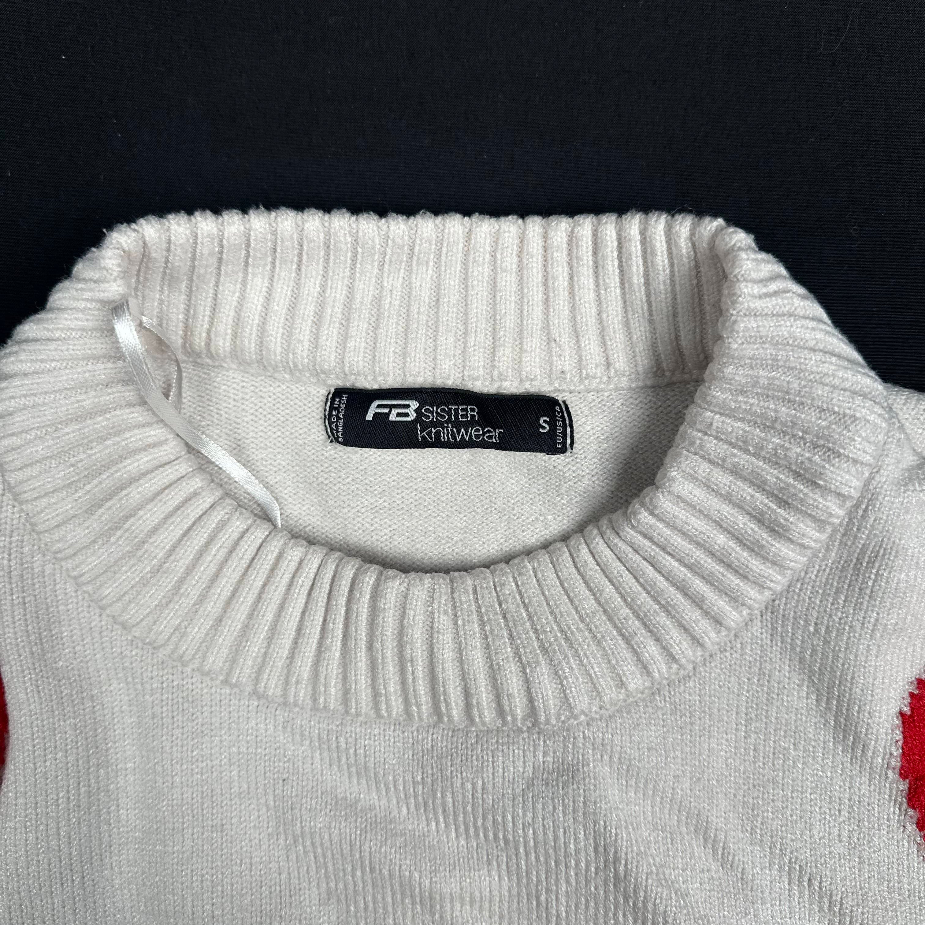 Fb Sister - sweater - White, Red - (Storlek: S)