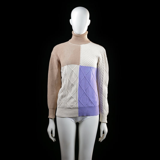 sweater - Beige, Ivory, Lavender - (Storlek: L)