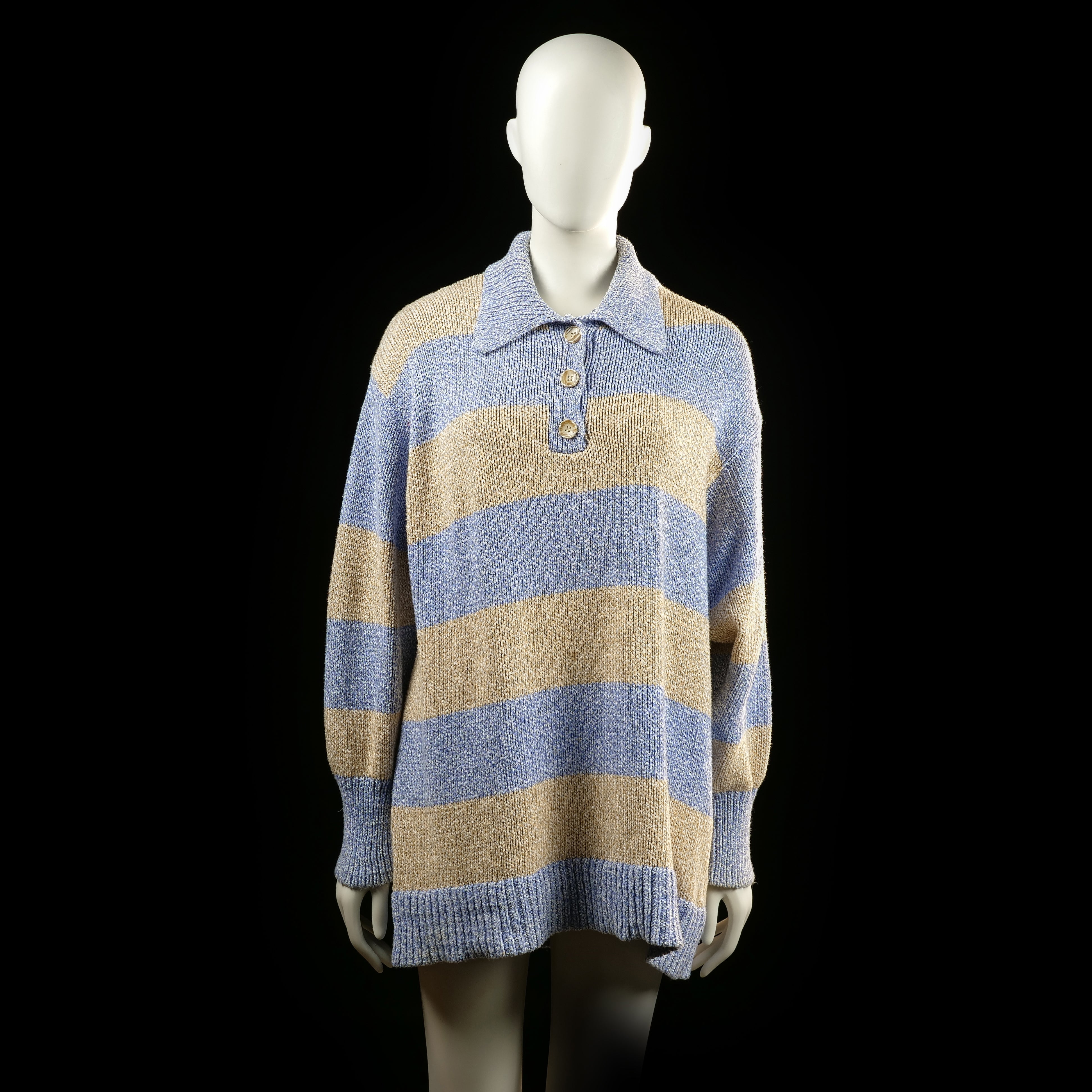 Zara - sweater - Beige, Denim Blue - (Storlek: S)