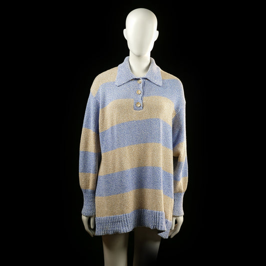 Zara - sweater - Beige, Denim Blue - (Storlek: S)