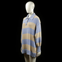 Zara - sweater - Beige, Denim Blue - (Storlek: S)