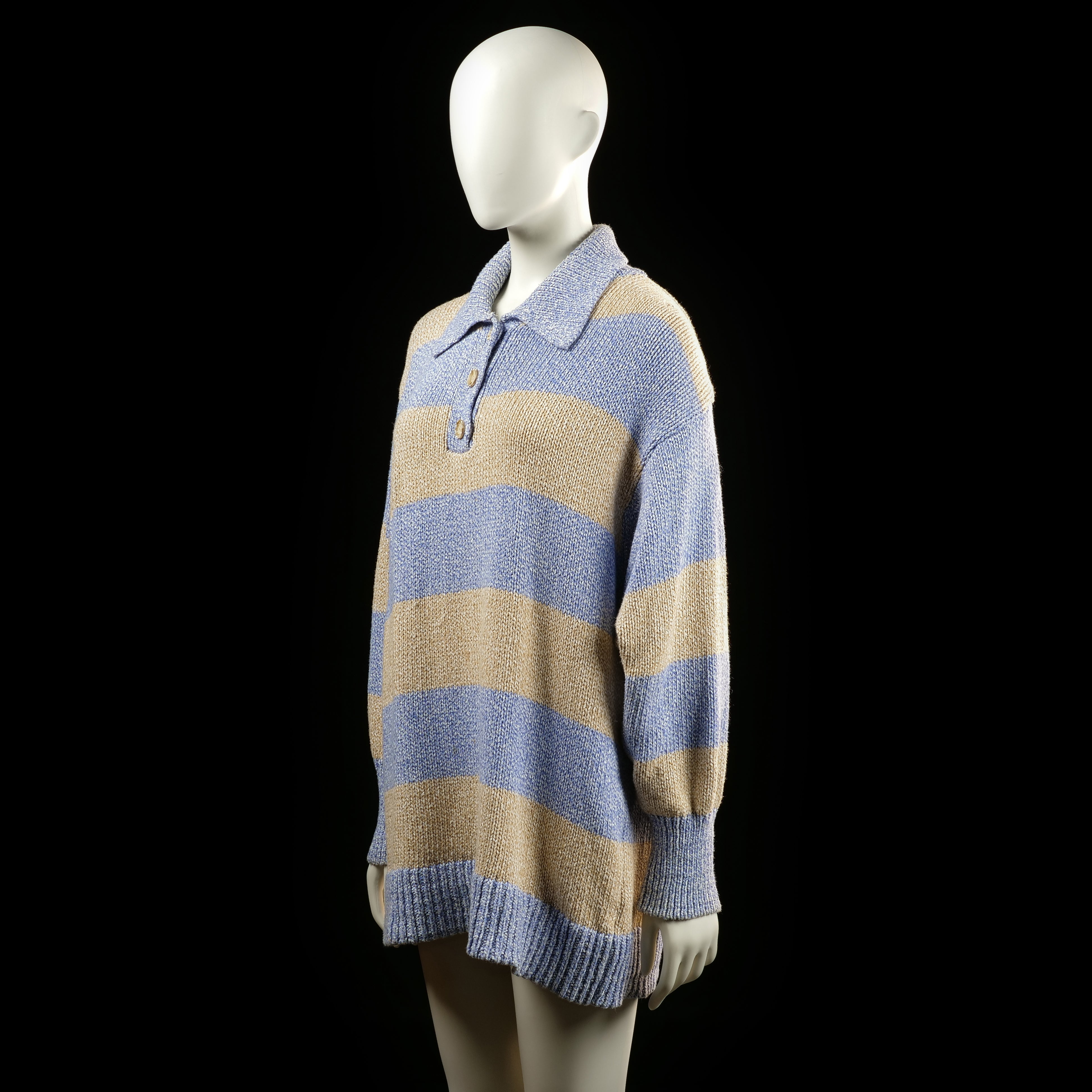 Zara - sweater - Beige, Denim Blue - (Storlek: S)