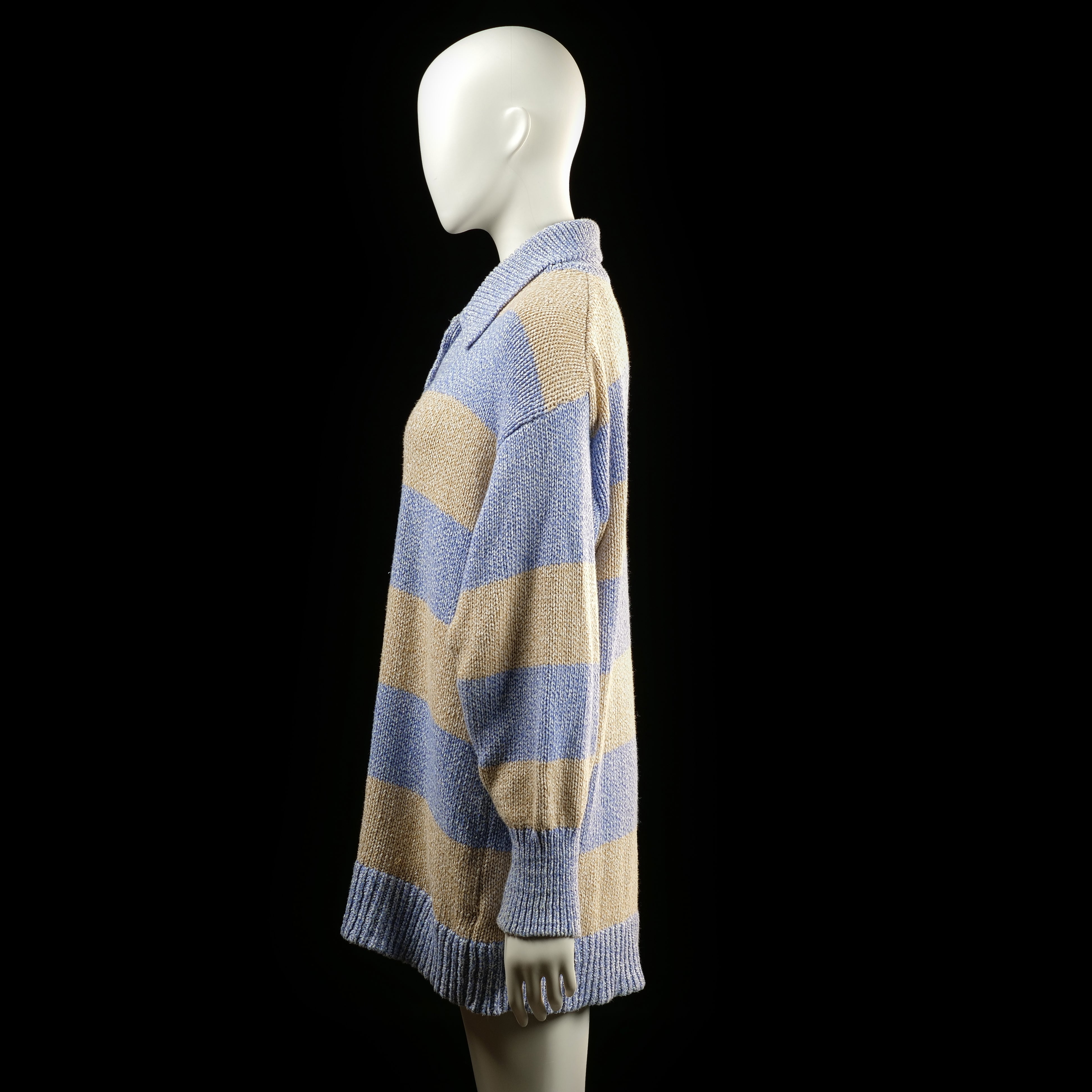 Zara - sweater - Beige, Denim Blue - (Storlek: S)