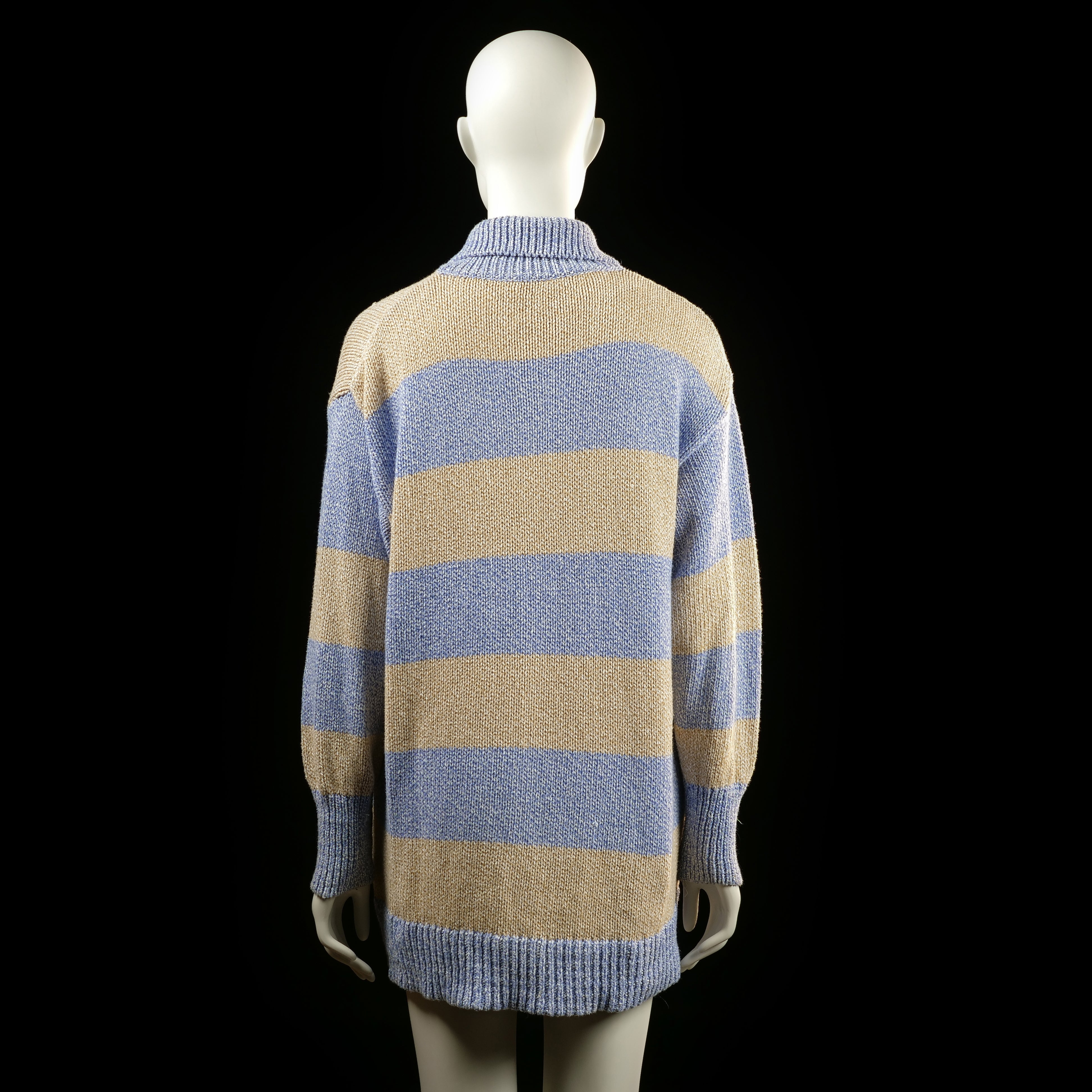 Zara - sweater - Beige, Denim Blue - (Storlek: S)