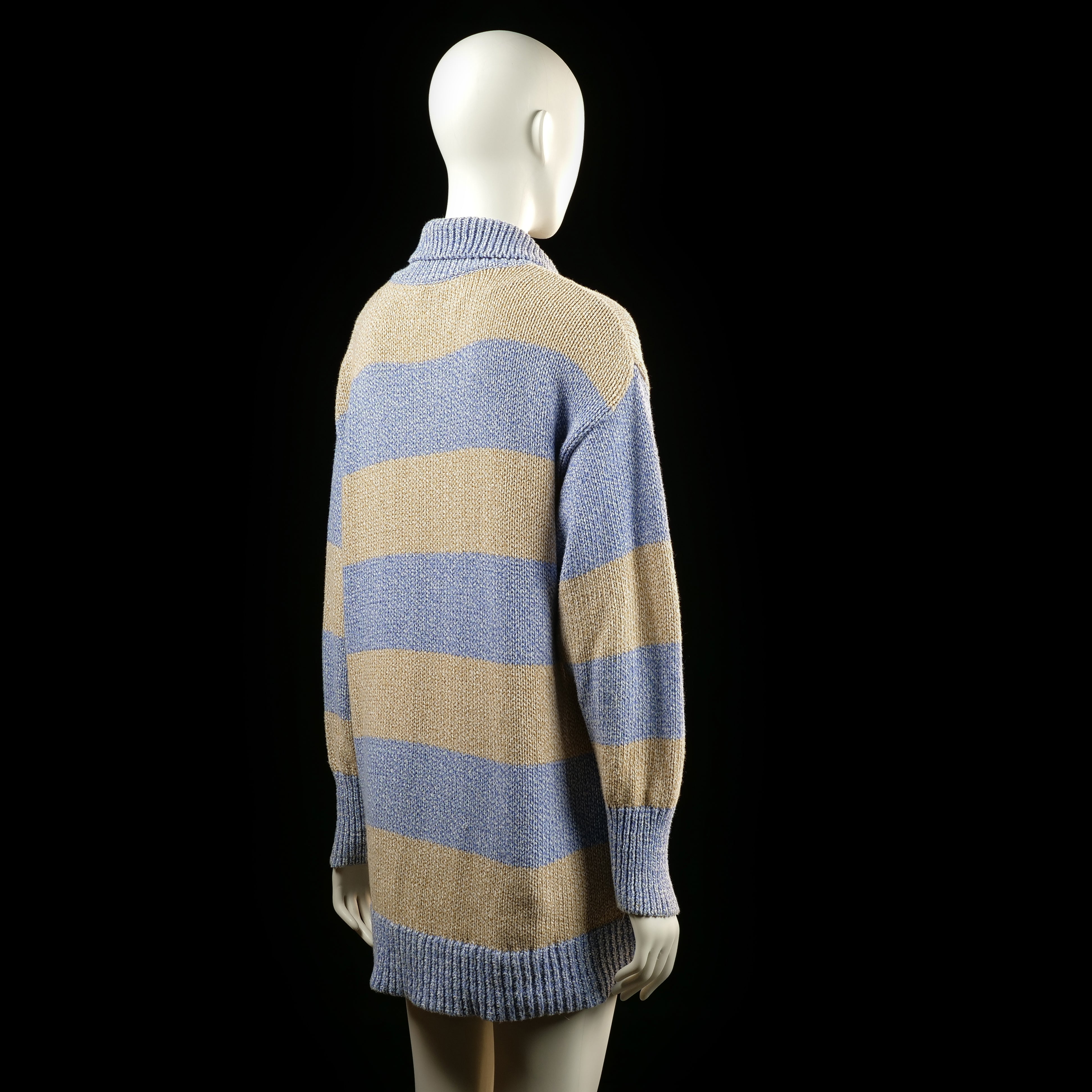 Zara - sweater - Beige, Denim Blue - (Storlek: S)