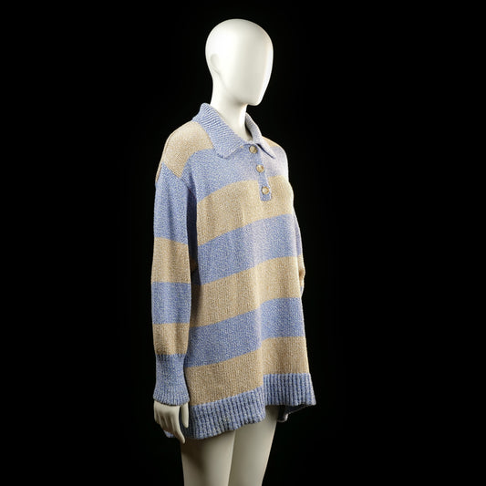 Zara - sweater - Beige, Denim Blue - (Storlek: S)